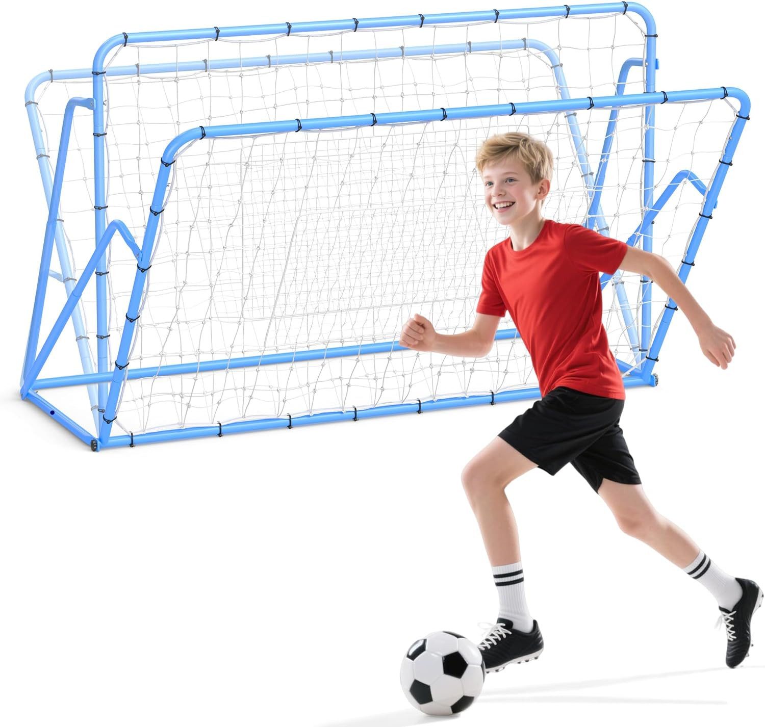 GarveeMore Rebounder 184 x 123cm / 100 x 100cm, Fußball-Rebound-Netz, Verstellbar