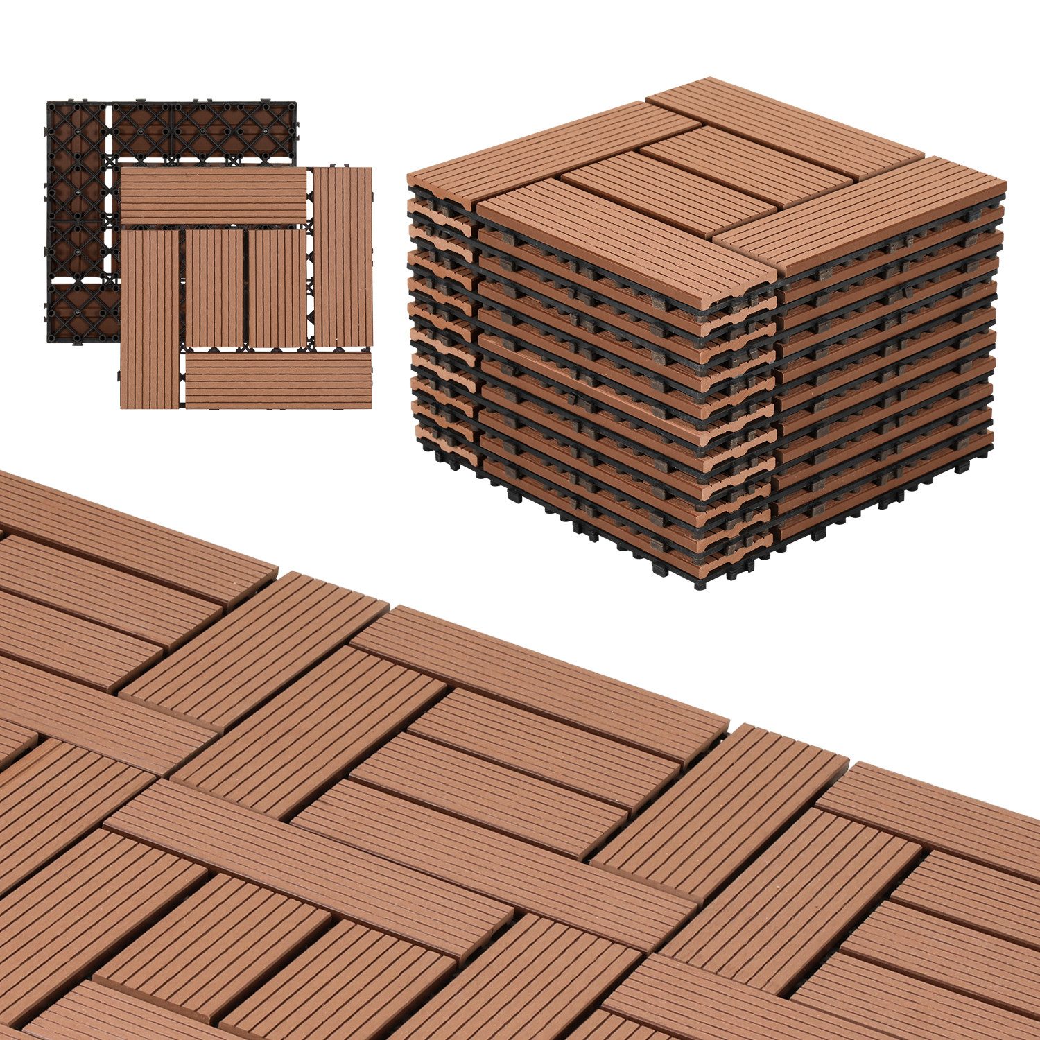 Clanmacy Holzfliesen Terrassenplatte Balkonfliesen mit Drainage günstig online kaufen