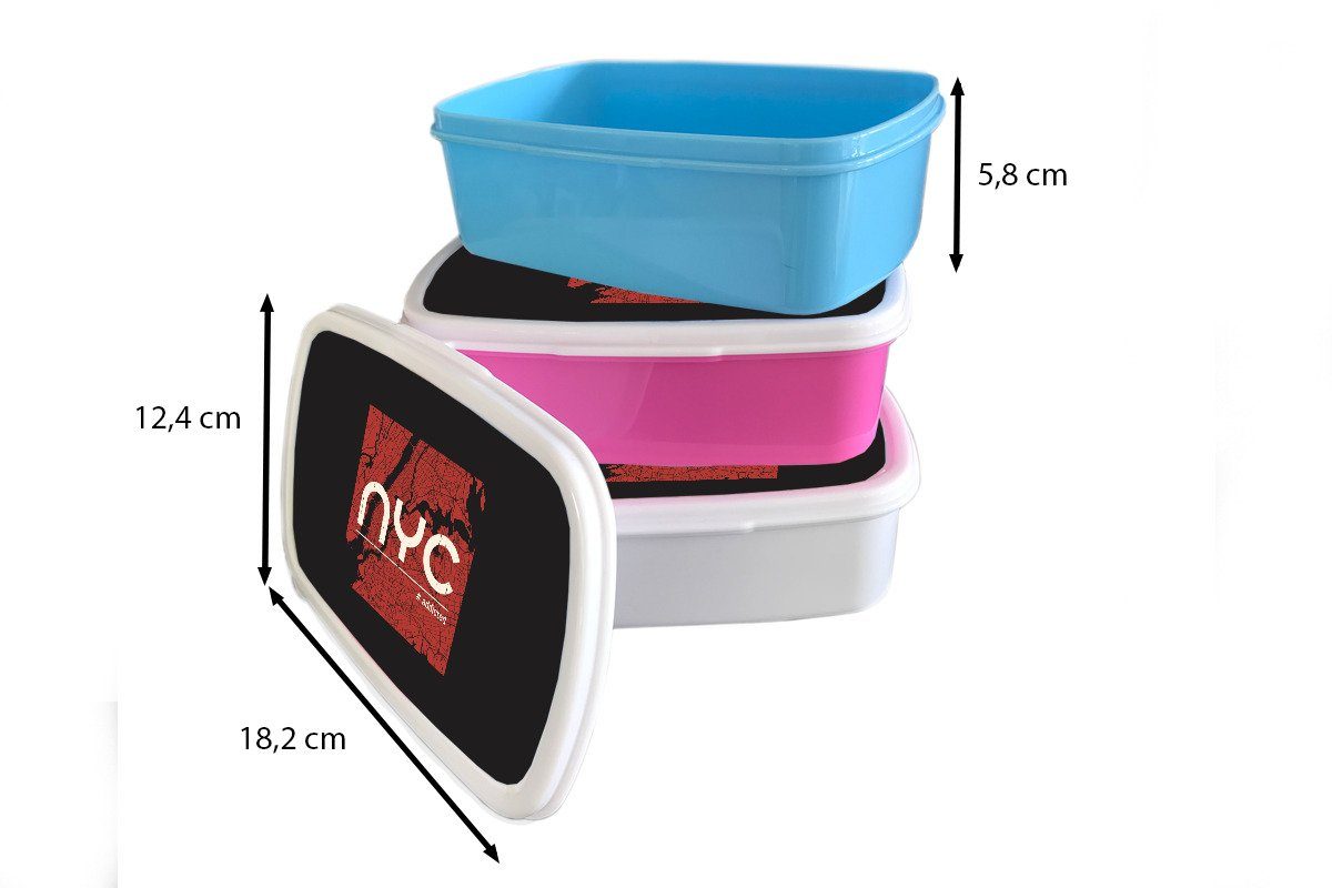 MuchoWow Lunchbox (2-tlg), und Kinder Mädchen York Rot Brotdose, - Weiß, und - Kunststoff, für Brotbox New Jungs Erwachsene, für