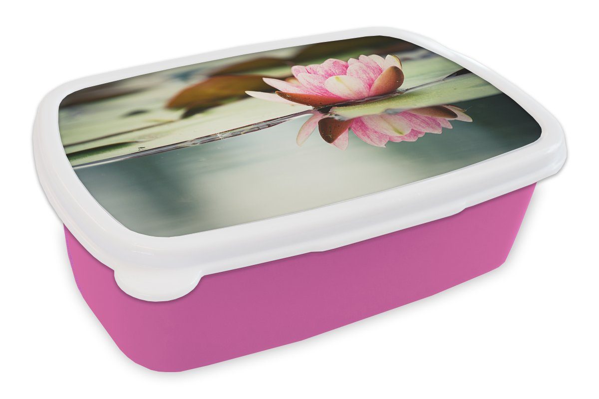 Seerose Mädchen, Lunchbox (2-tlg), Brotbox für Kunststoff Wasser, Kunststoff, Kinder, Snackbox, - - Brotdose MuchoWow rosa Erwachsene, Blumen