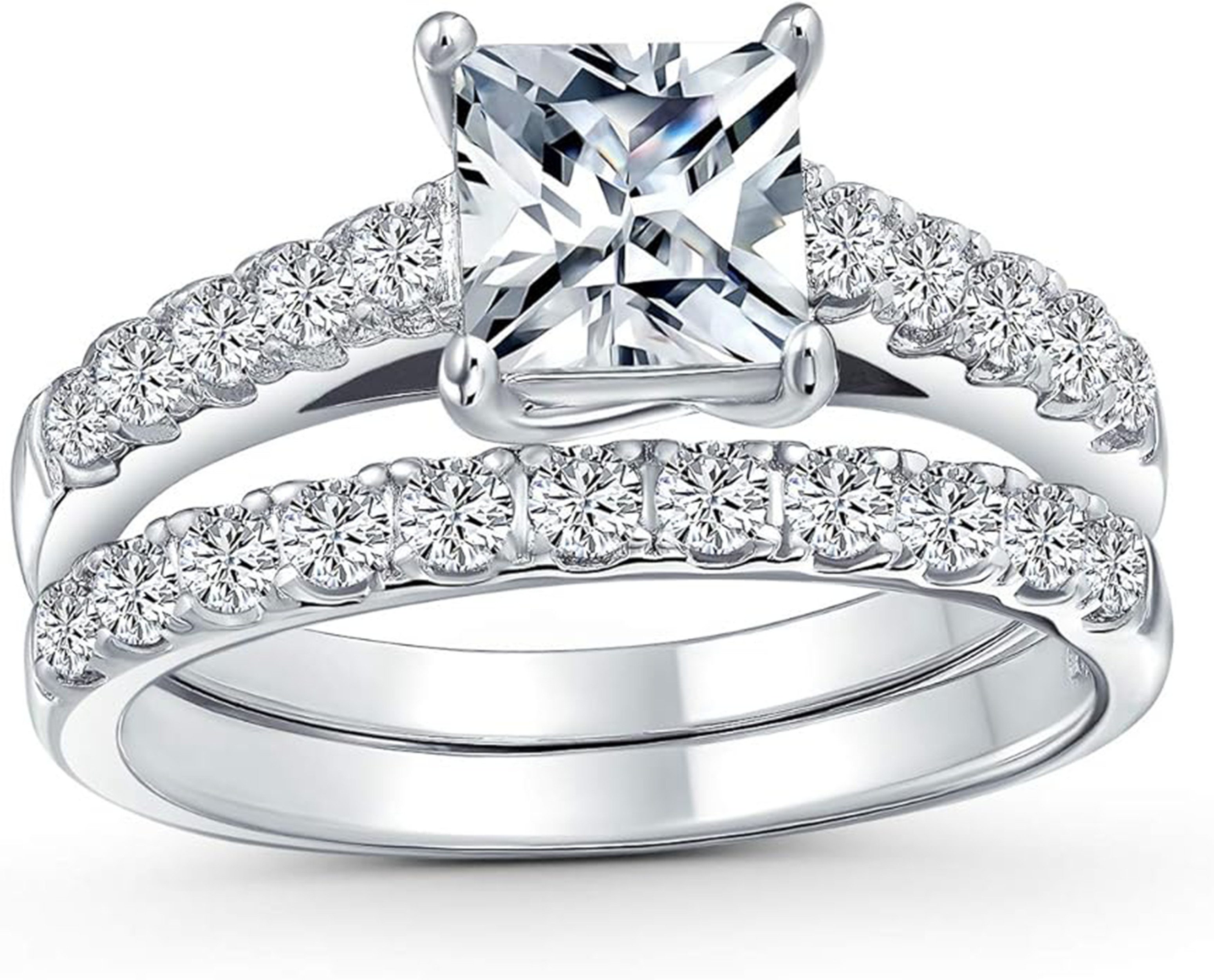 Jumpeak Verlobungsring 585 Gold, 1ct Prinzess-Schliff, Labor-Diamant, Damen-Eheringset, Abnehmbar – perfektes Weihn-/Geburtstags-/Hochzeitsgeschenk für sie