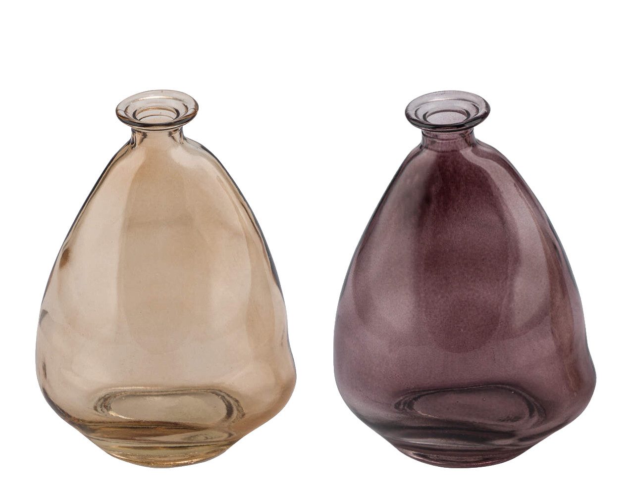 ZauberDeko Dekovase Vasen Braun Hell Dunkel Glas Tischdeko 12cm Hoch 2 Stück