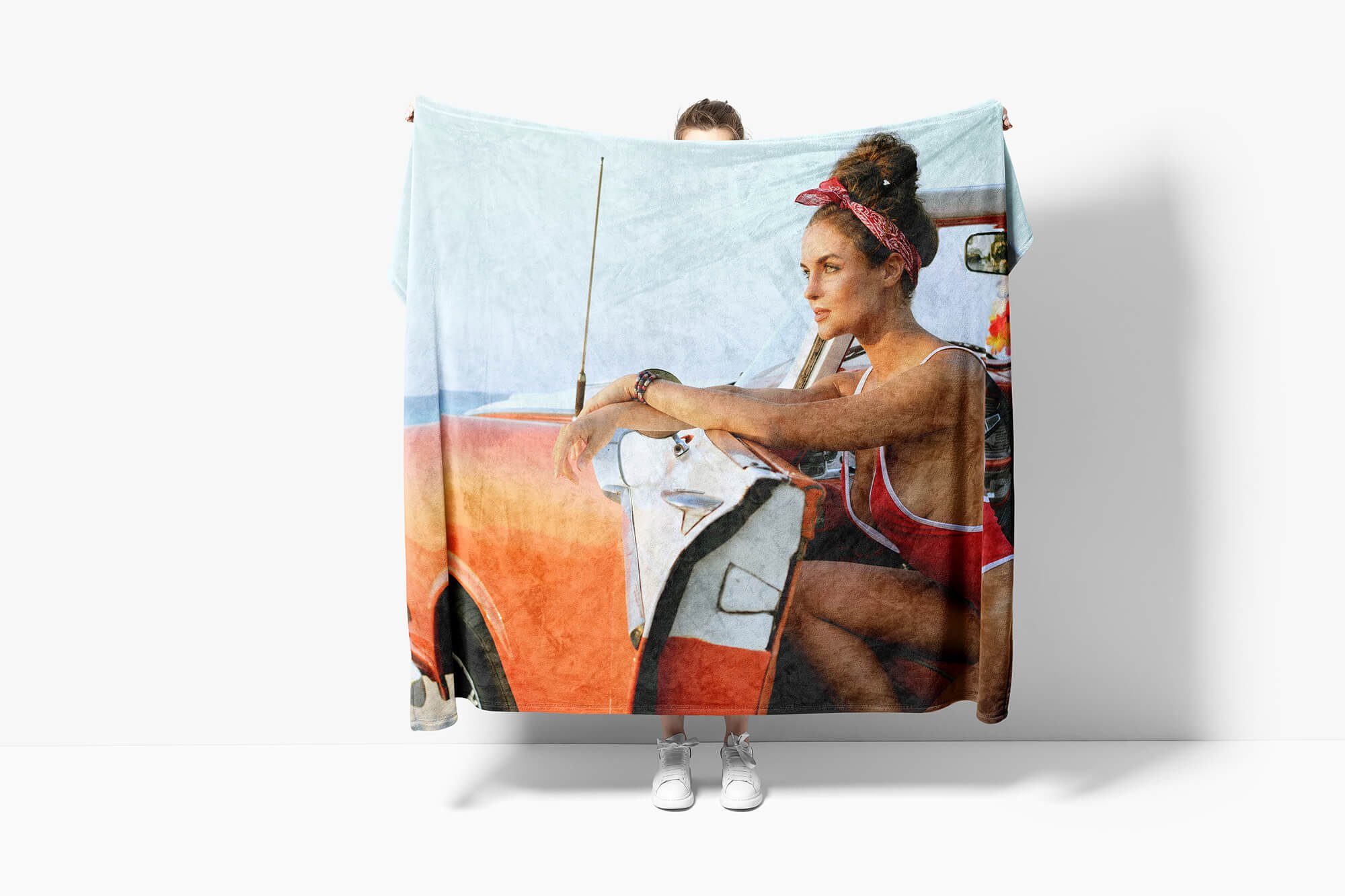 (1-St), Sinus Baumwolle-Polyester-Mix Art Schöne Handtuch Handtuch Kuscheldecke Frau Fotomotiv Saunatuch Strandhandtuch Handtücher Bikini, mit