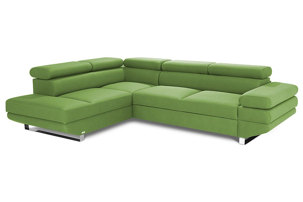 JVmoebel Ecksofa, Wohnlandschaft Couch Textil Ecksofa Polster Couch Grün Design Sofa L-Form
