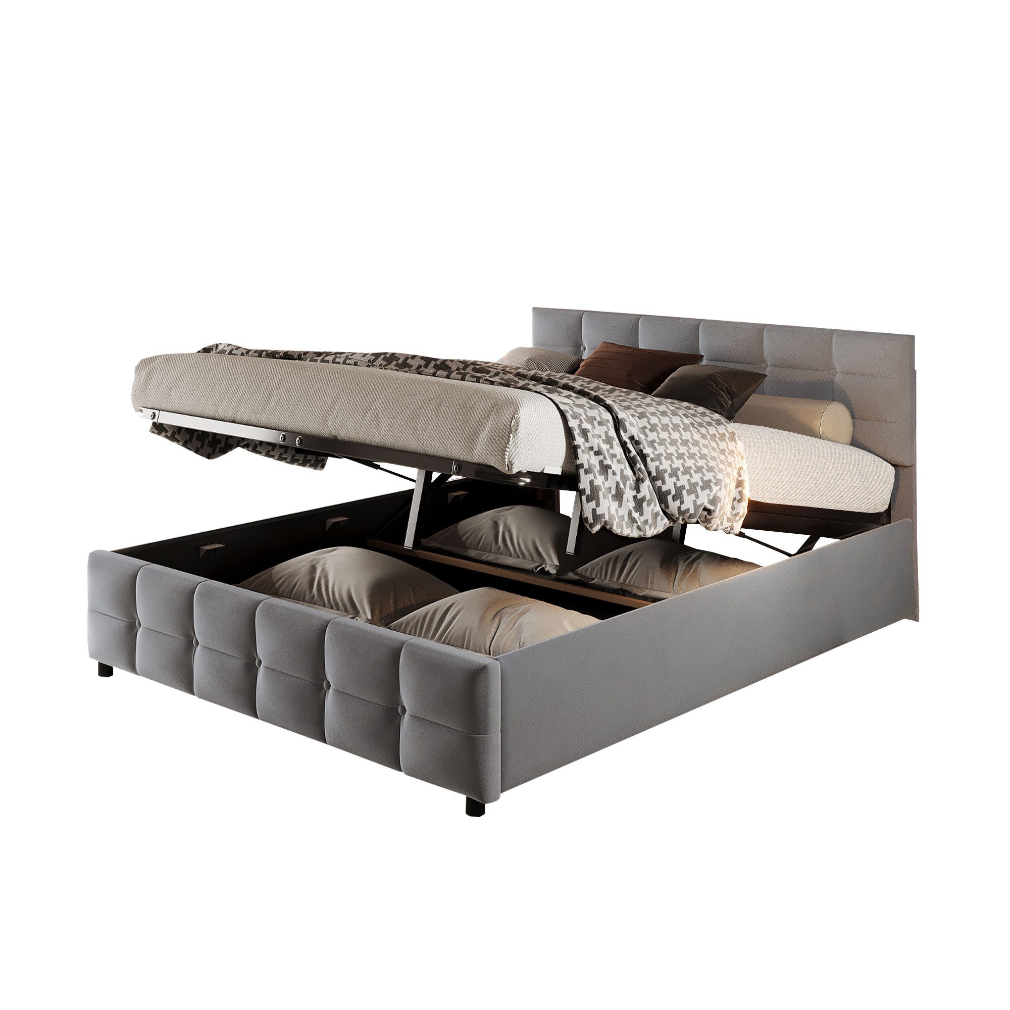 Flieks Polsterbett, Hydraulisches Stauraumbett Doppelbett 180x200cm günstig online kaufen