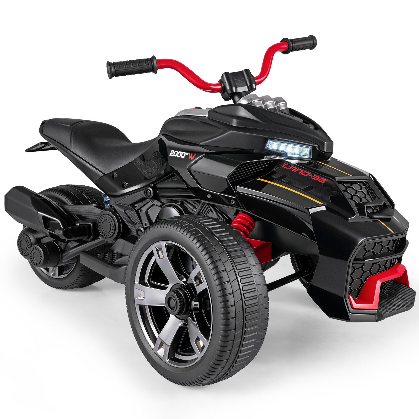 COSTWAY Elektro-Kinderquad 12V Elektroauto Kinderauto, Belastbarkeit 30 kg, mit 2 Motoren, LED-Scheinwerfern, Musik