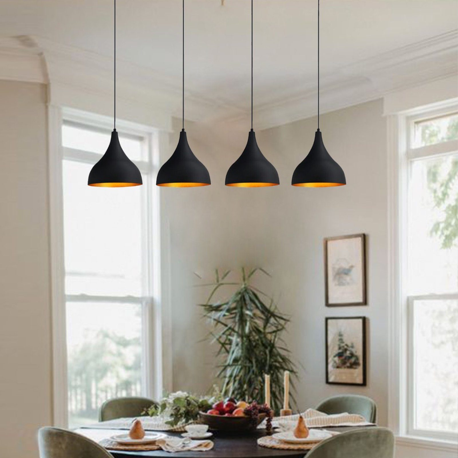 Bamyum Pendelleuchte Bamyum Pendelleuchte I Adash I Schwarz 4 Flammig Metall Ø 26 cm Lampe, ohne Leuchtmittel – Bild 3 von 5