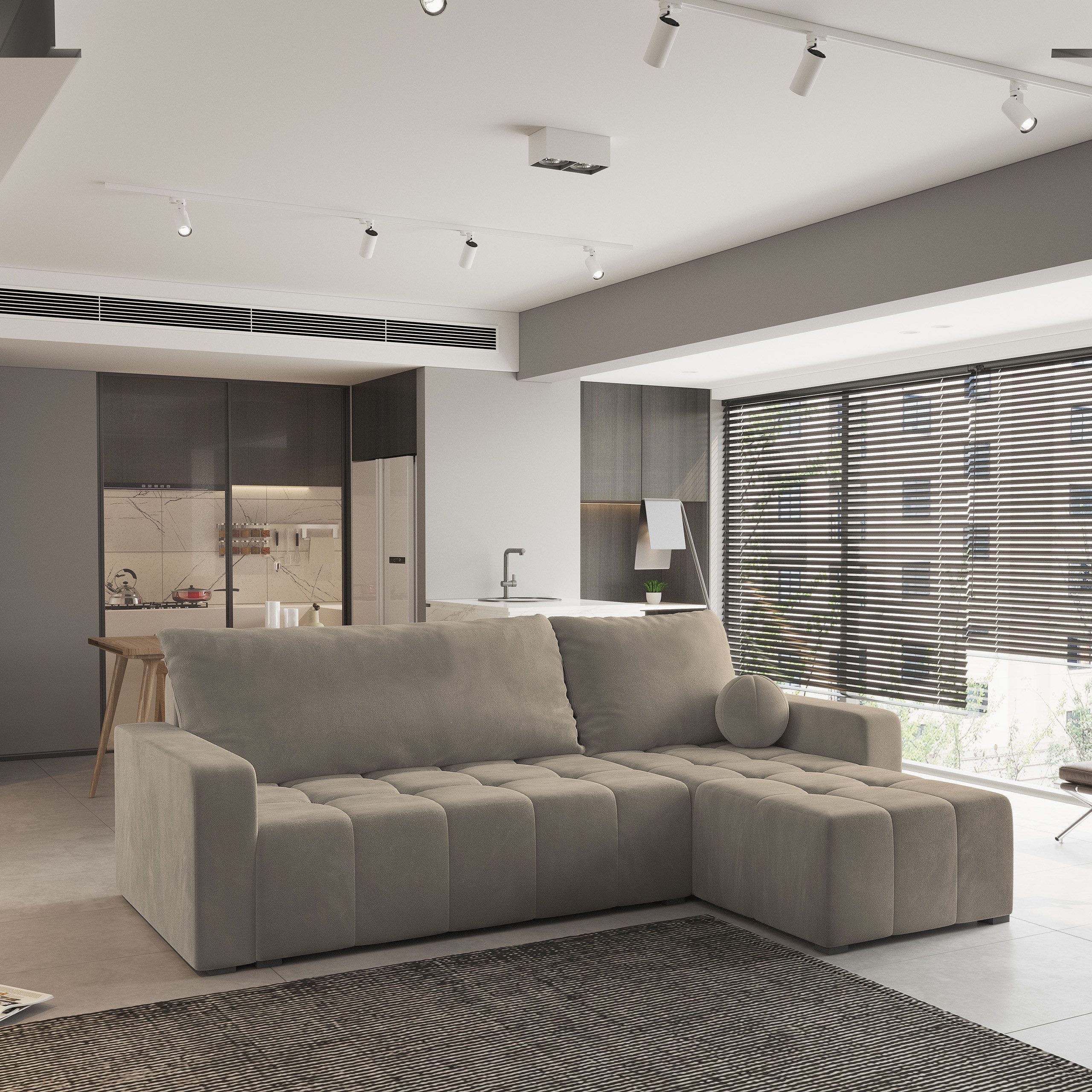 Ecksofa VOLIRA mit Schlaffunktion L-Form, Sofa mit Bettkasten