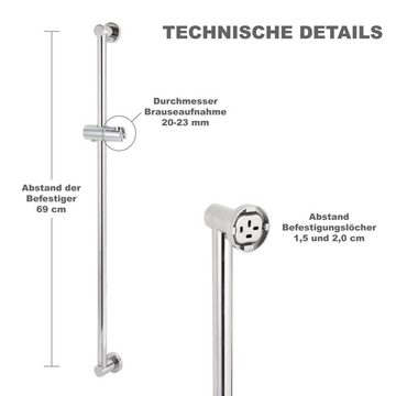 SOSmart24 Duschstange SOSmart24 - JUST SILVER Brausestange/Duschstange ohne Bohren Edelstahl 70 cm - Silber verchromt glänzend, Leicht zu reinigen