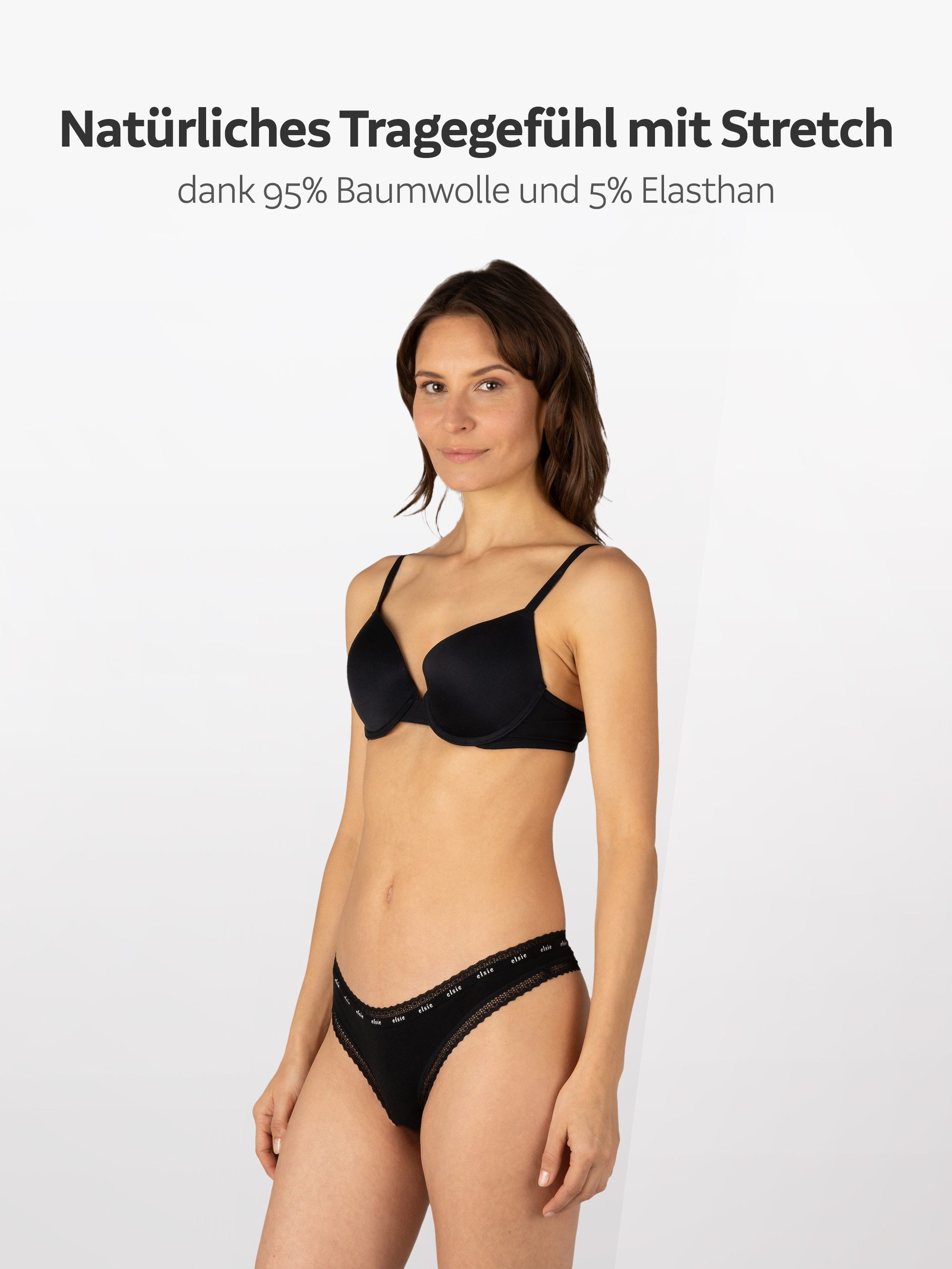 Elsie Tanga mit Spitze Unterhosen Damen String Tanga Damen aus Baumwolle Stretch (Packung, 5-St., 5er-Pack) unsichtbar unter deiner Kleidung - Frauen Slip Damen