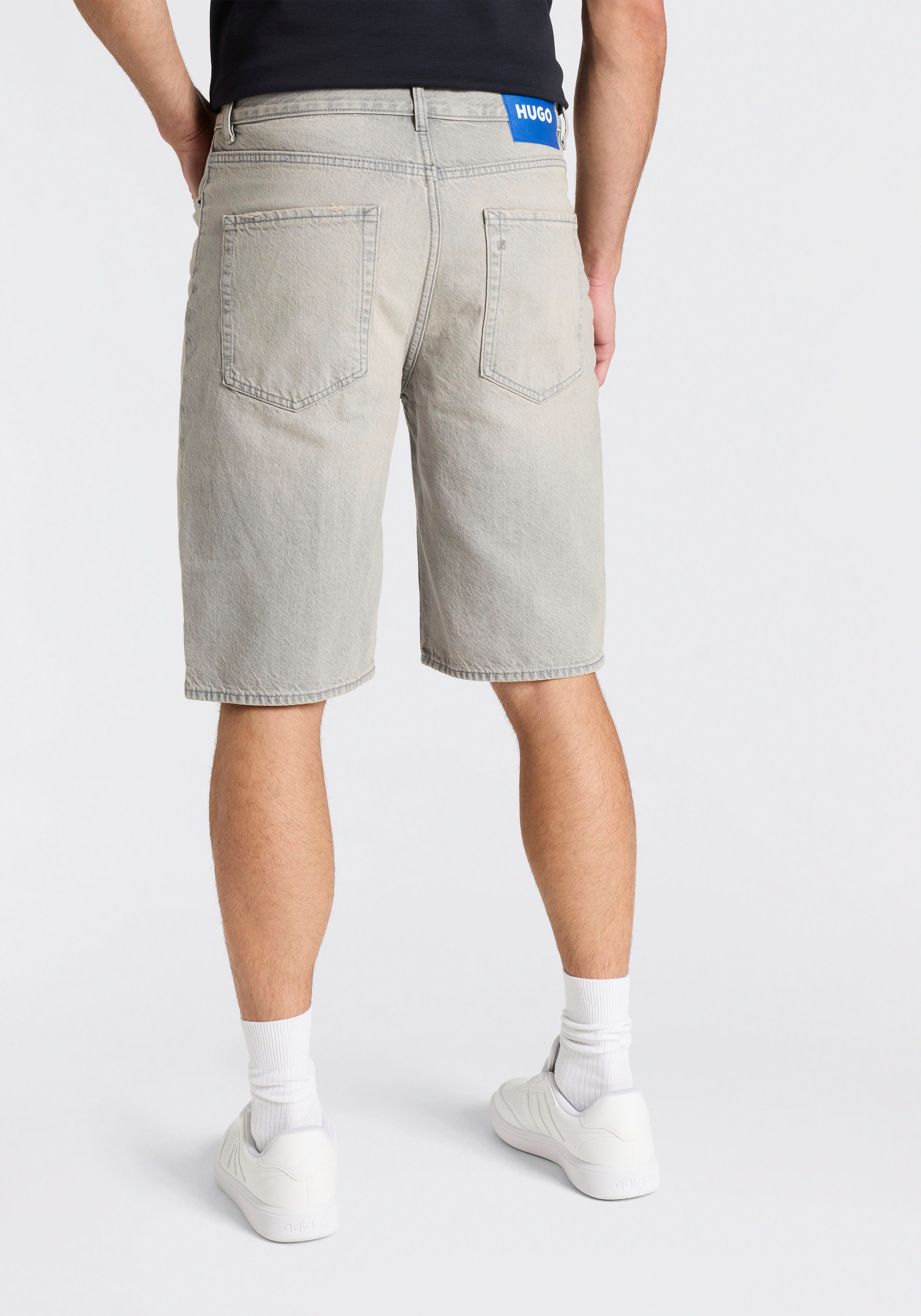 HUGO Skaterbermudas Vintage grey stone washed, Regular Fit, reine Baumwolle