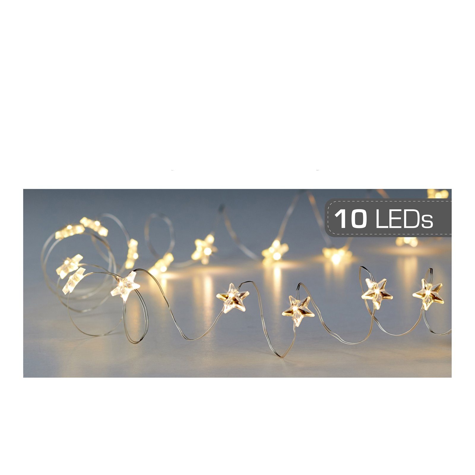 CEPEWA LED-Lichterkette LED Lichterkette 10 LED Stern, Drahtlichterkette