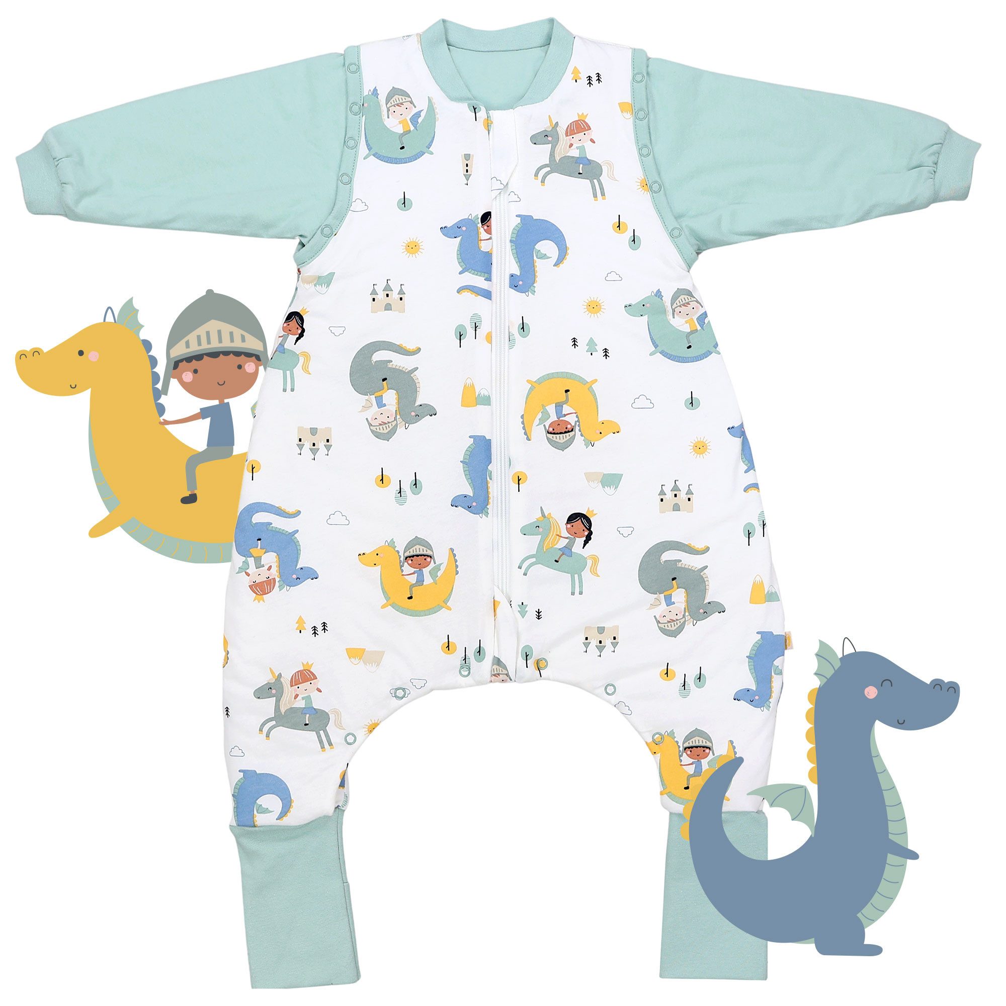 Schlummersack Kinderschlafsack Schlafsack mit Füßen und umklappbaren Bündchen, 1.0 Tog OEKO-TEX