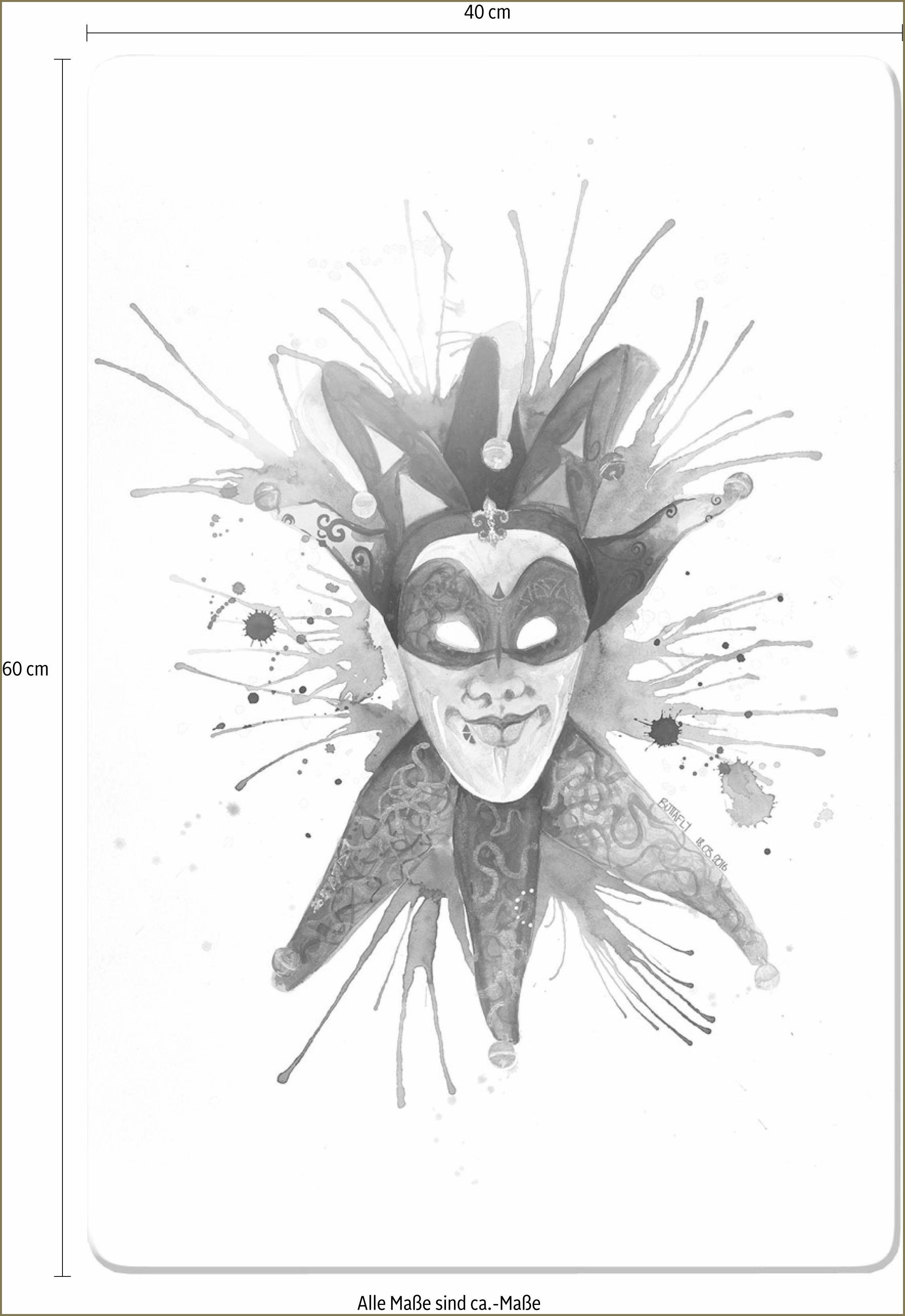 Glasbild Mardi Buttafly Wall-Art 40/60 Mask, Gras cm -