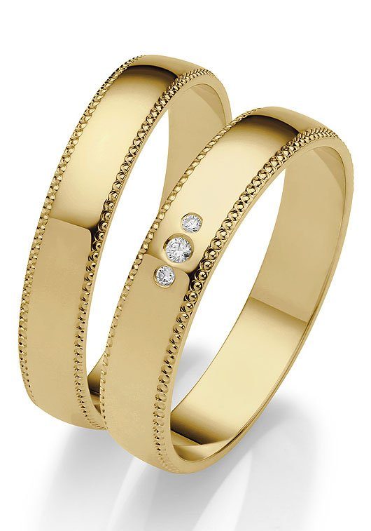 Firetti Trauring Schmuck Geschenk Gold 375 Hochzeit Ehering "LIEBE", Made in Germany, wahlweise mit oder ohne Brillanten