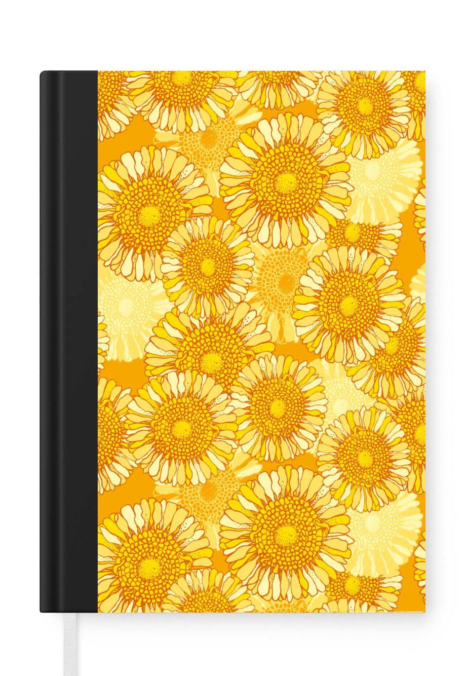 MuchoWow Notizbuch Sonnenblume - Sommer - Muster - Blumen, Journal, Merkzettel, Tagebuch, Notizheft, A5, 98 Seiten, Haushaltsbuch