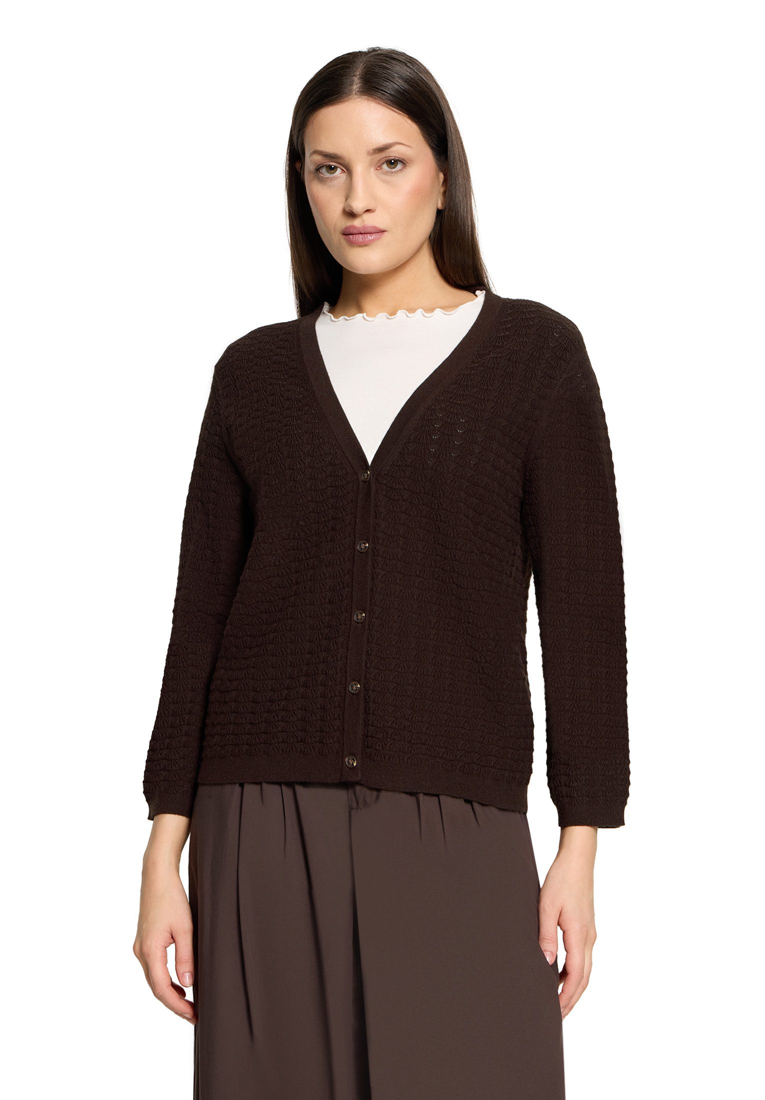 Cartoon Strickjacke Damen mit V-Ausschnitt (1-tlg)