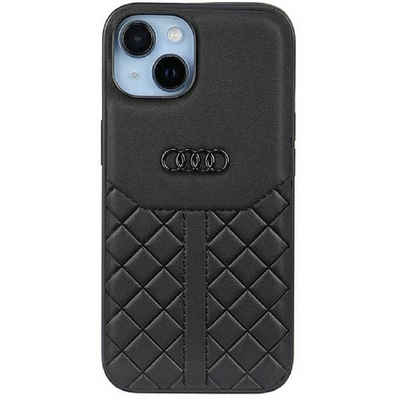 Audi Handyhülle Case iPhone 14 Serie Q8 schwarz Echtleder Logo 6,1 Zoll, Kantenschutz