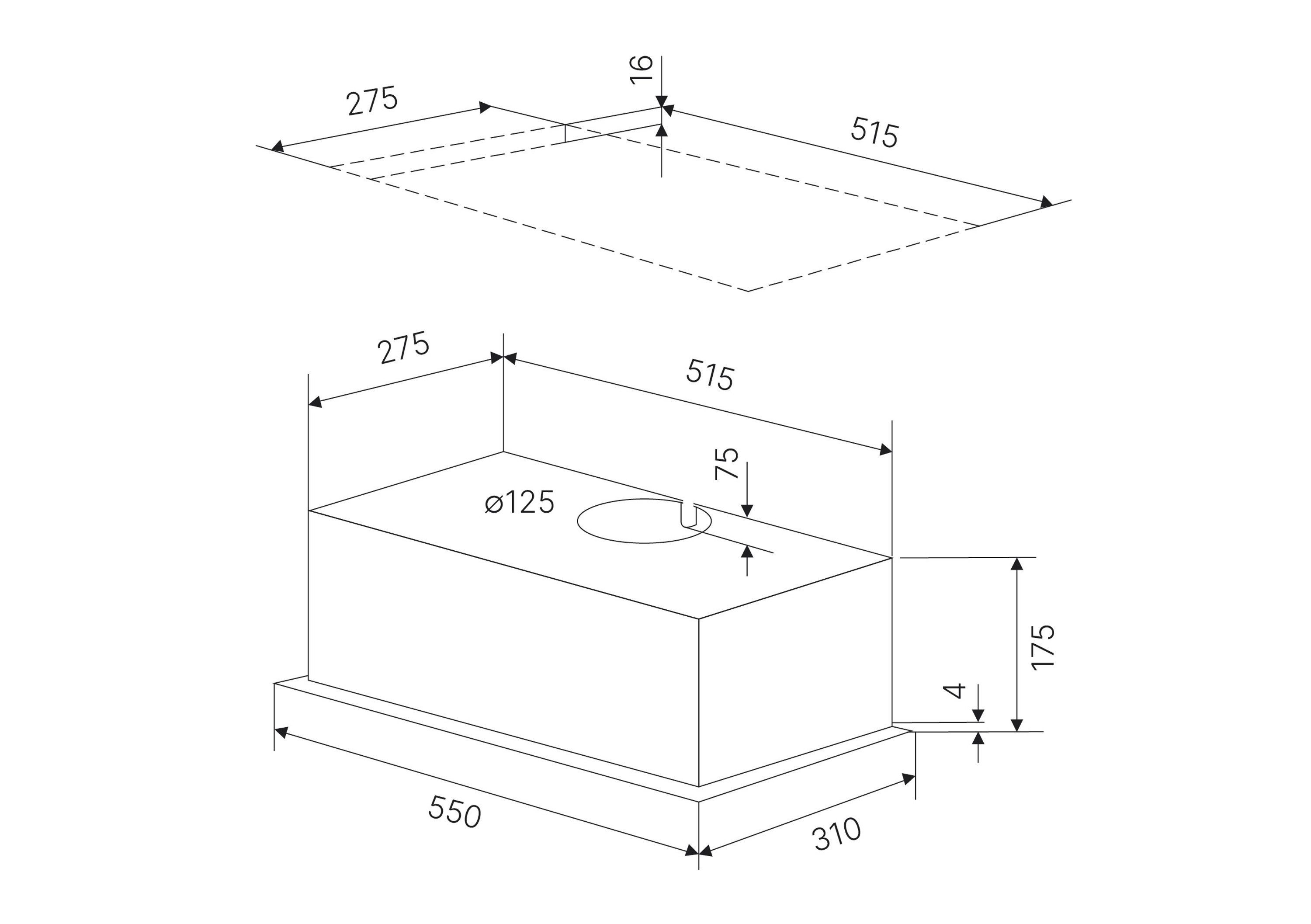 Küppersbusch Zwischenbauhaube DEL5100.0S-01 Serie K-series.1 DEL5100.0S-01, Drucktasten, Metall-Fettfilter