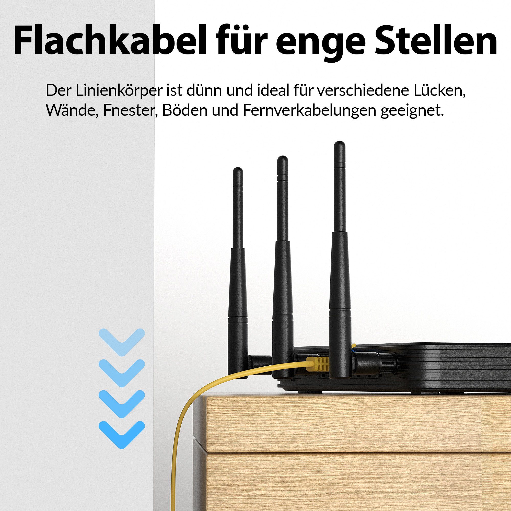 JAMEGA CAT 7 Flachkabel, RJ45 LAN Ethernet Patchkabel Netzwerk LAN-Kabel, CAT.7, RJ-45 Stecker (Ethernet) (50 cm)