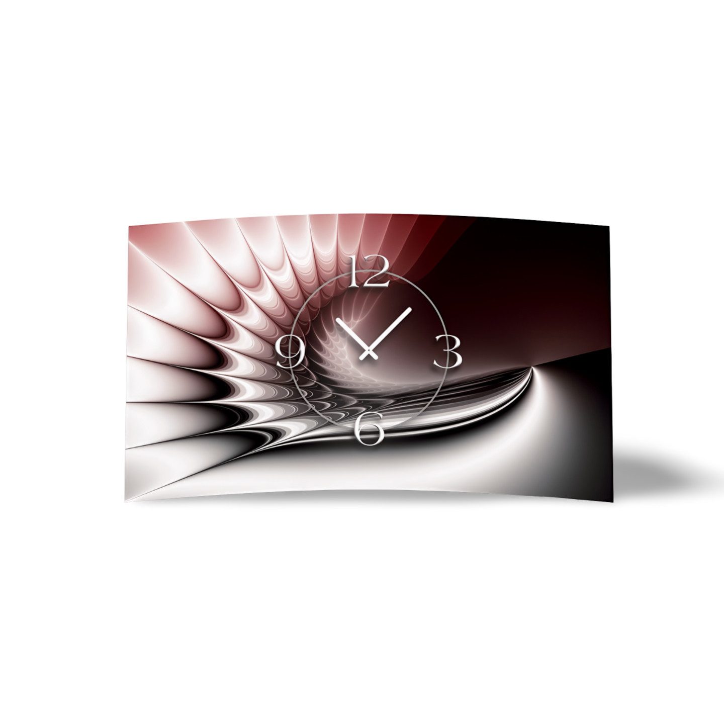 dixtime Wanduhr Digital Art rot Designer Wanduhr (Einzigartige 3D-Optik aus 4mm Alu-Dibond)