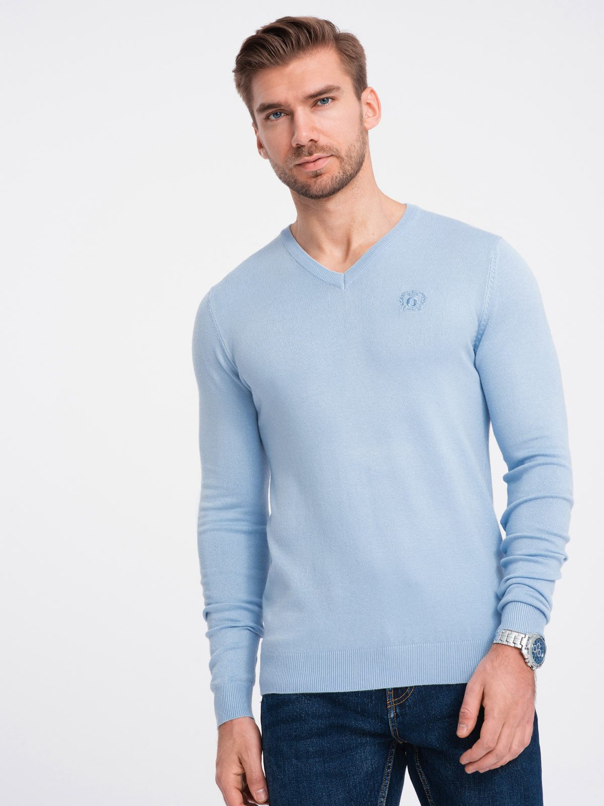 OMBRE V-Ausschnitt-Pullover Eleganter Herrenpullover mit V-Ausschnitt