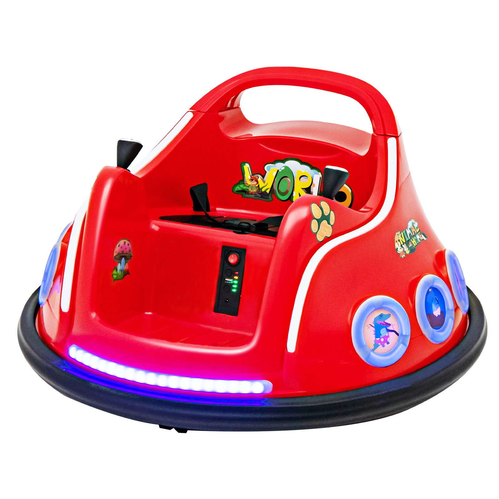 COSTWAY Elektro-Kinderauto 12V Autoscooter, 360° Drehung, mit Sicherheitsgurt