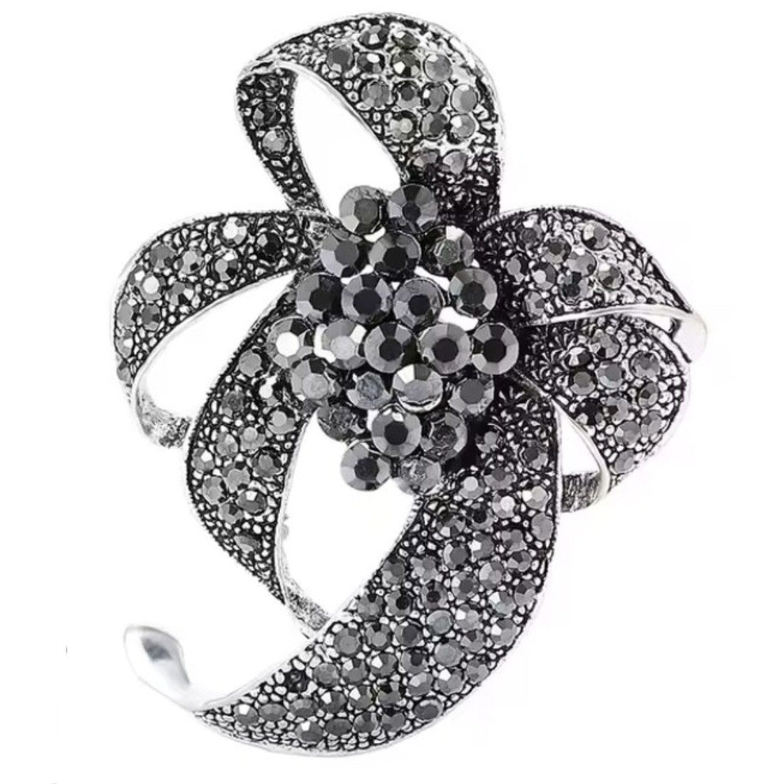 Dark-Desires Brosche Kristallbume Brosche im Vintagestil silberfarben, Dame günstig online kaufen