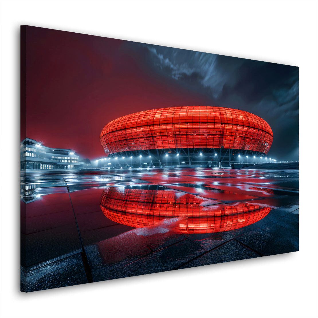 Artedinoi Leinwandbild Allianz Arena rot München Stadion Wandbild Leinwandbild Kunstdruck XL, Fußballstadion München, rot