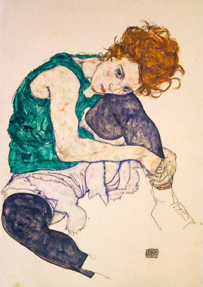 Bluebird Puzzle Puzzle Egon Schiele - Seated Woman with Legs Drawn Up, 1917, Puzzleteile