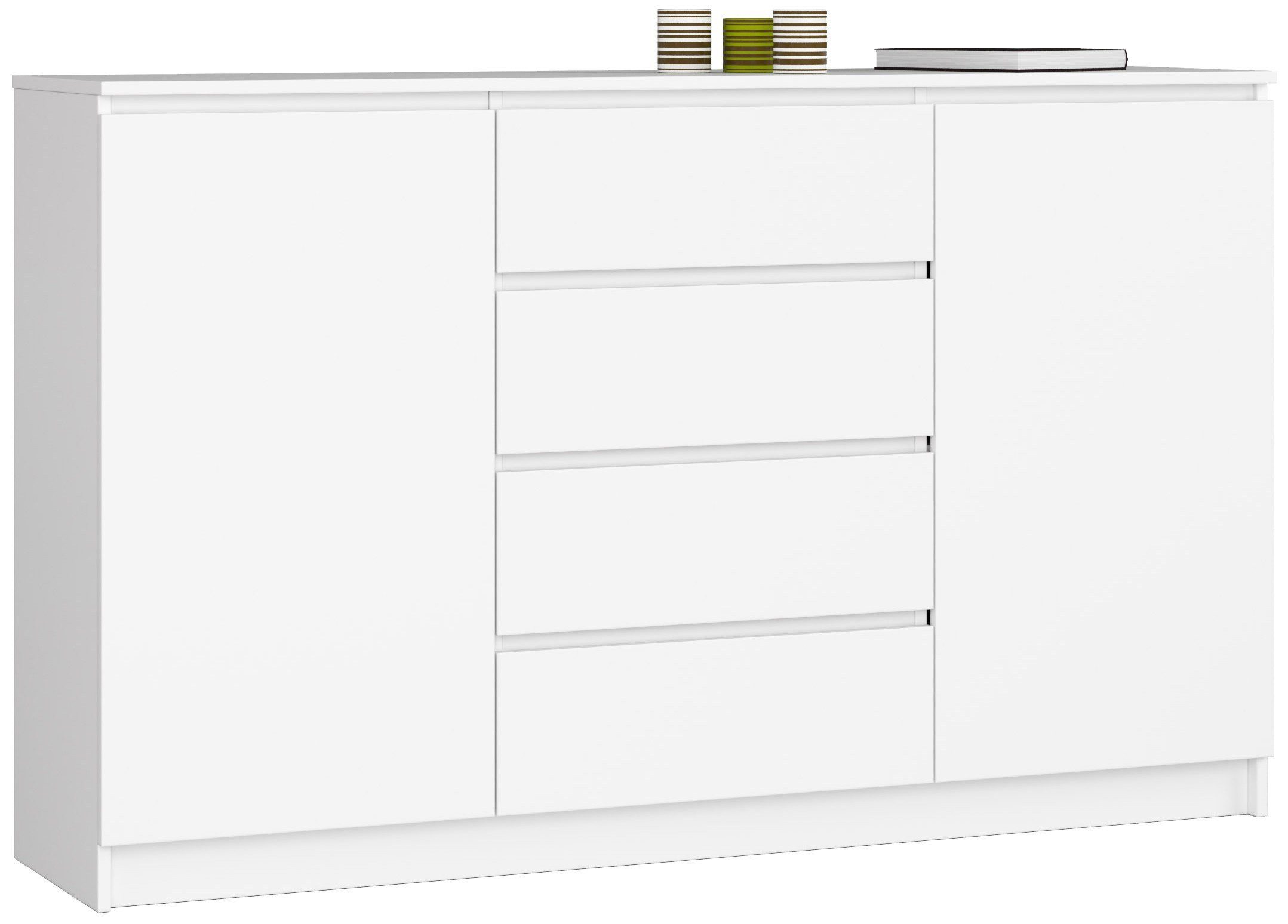 Raumhirsch Furniture Kommode mit 4 Schubladen, zwei Schranktüren, 160 cm breit Holz Schrank, (viele Farbvarianten - Maße: 160 x 99 x 40 cm) - Hochwertig & stabil