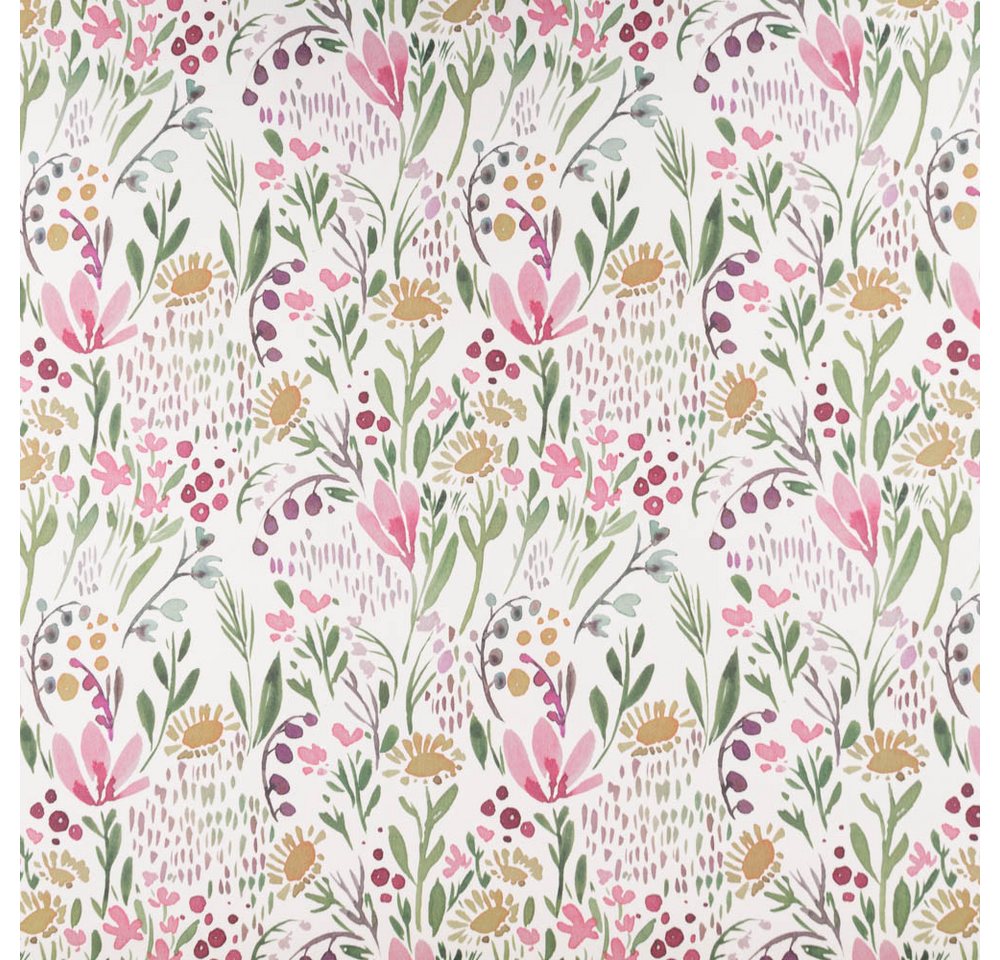 Thumbnail - SCHÖNER LEBEN. Stoff Baumwollstoff Dekostoff Digital Aquarell Blumen weiß rosa 1,40m breit, Digitaldruck