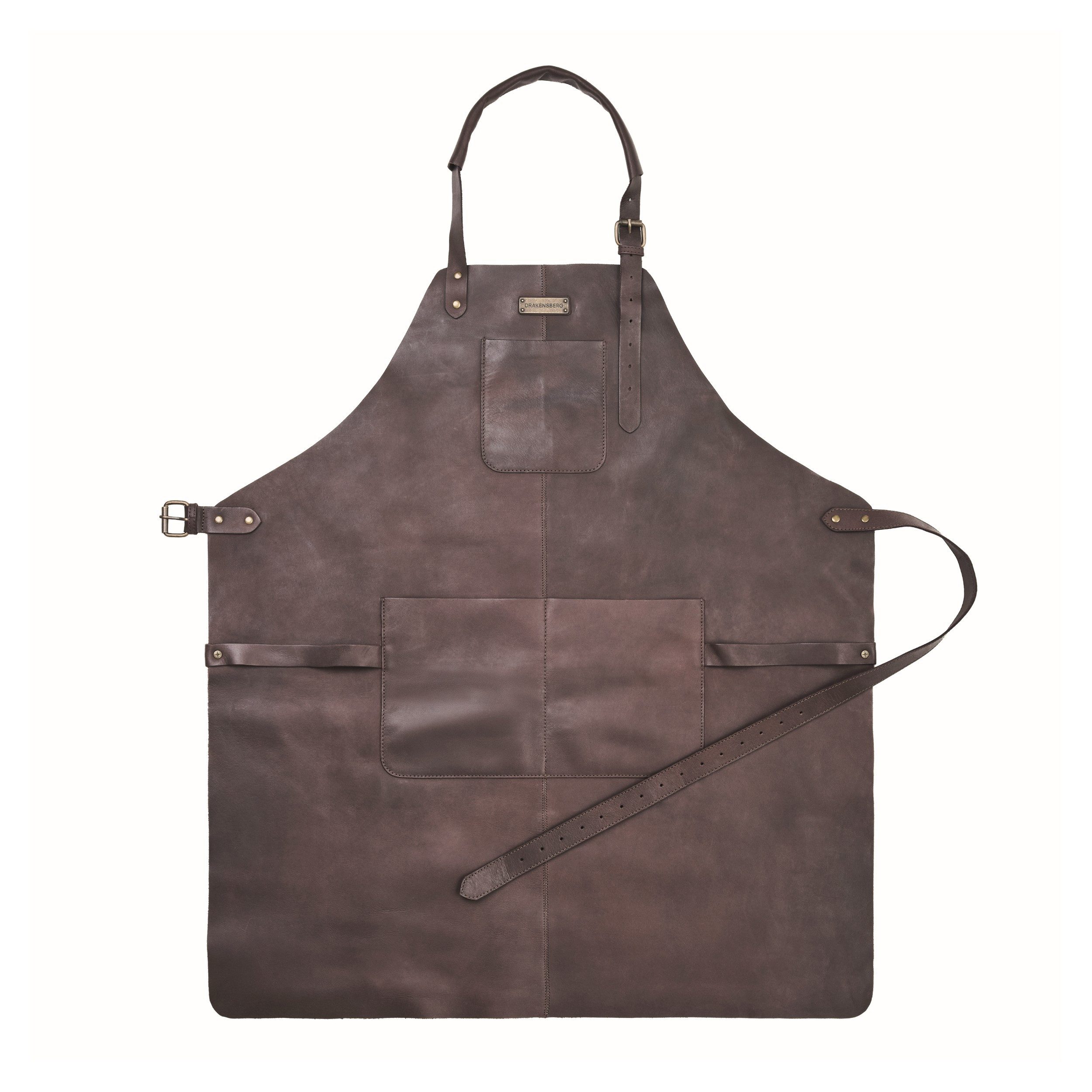 DRAKENSBERG Grillschürze Herren»Bob« Kaffee-Braun, Premium Leder Koch- und Grillschürze für Männer, strapazierfähig