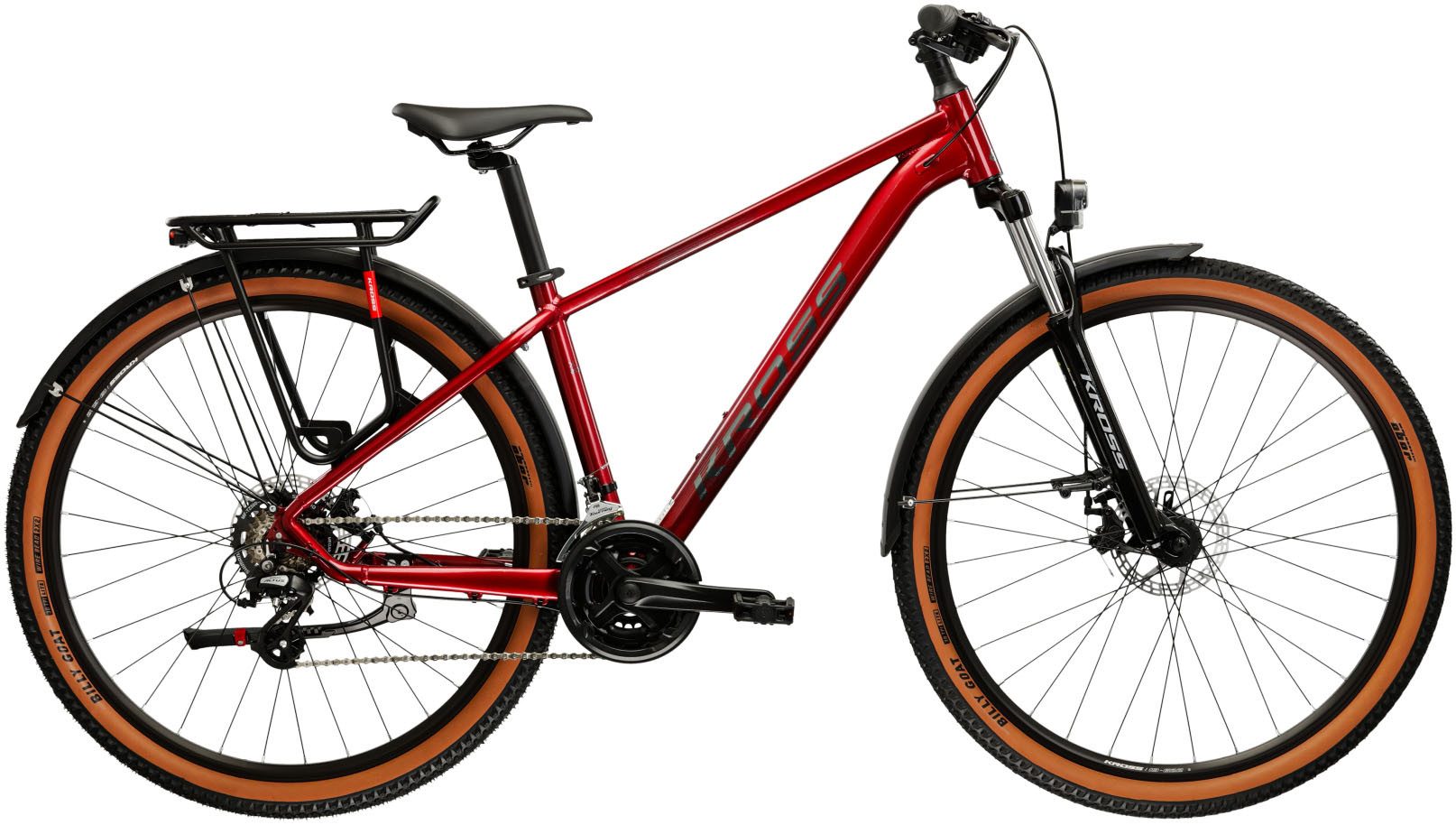 Kross Mountainbike Hardtail 27,5" Hexagon X200 rot 21 Gänge mit Beleuchtung 2026, 21 Gang Shimano ALTUS M310 Schaltwerk, Kettenschaltung, Rahmen aus Aluminium Performance