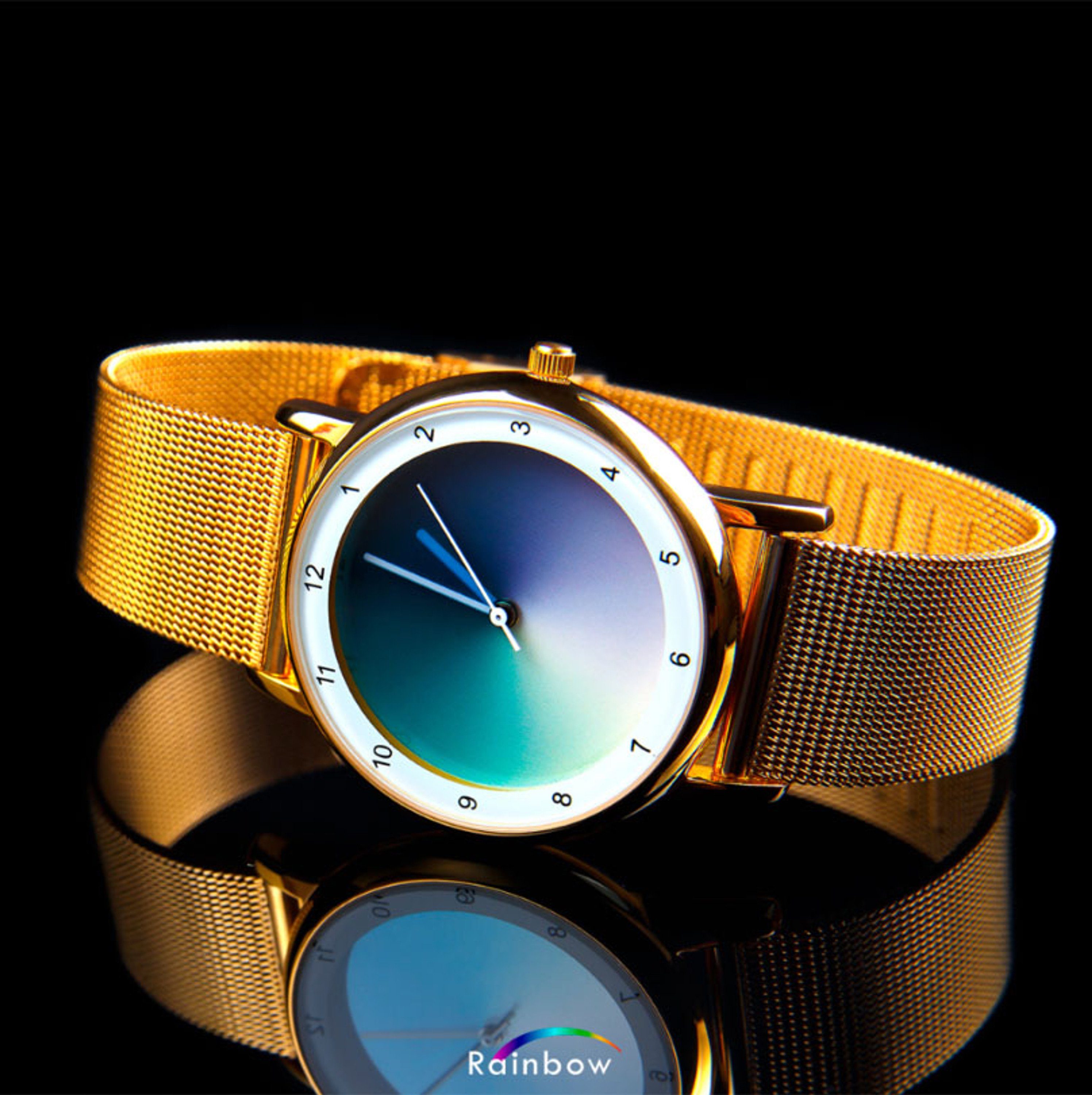 gamma Avantgardia gold Edelstahl Quarzuhr Watch Rainbow