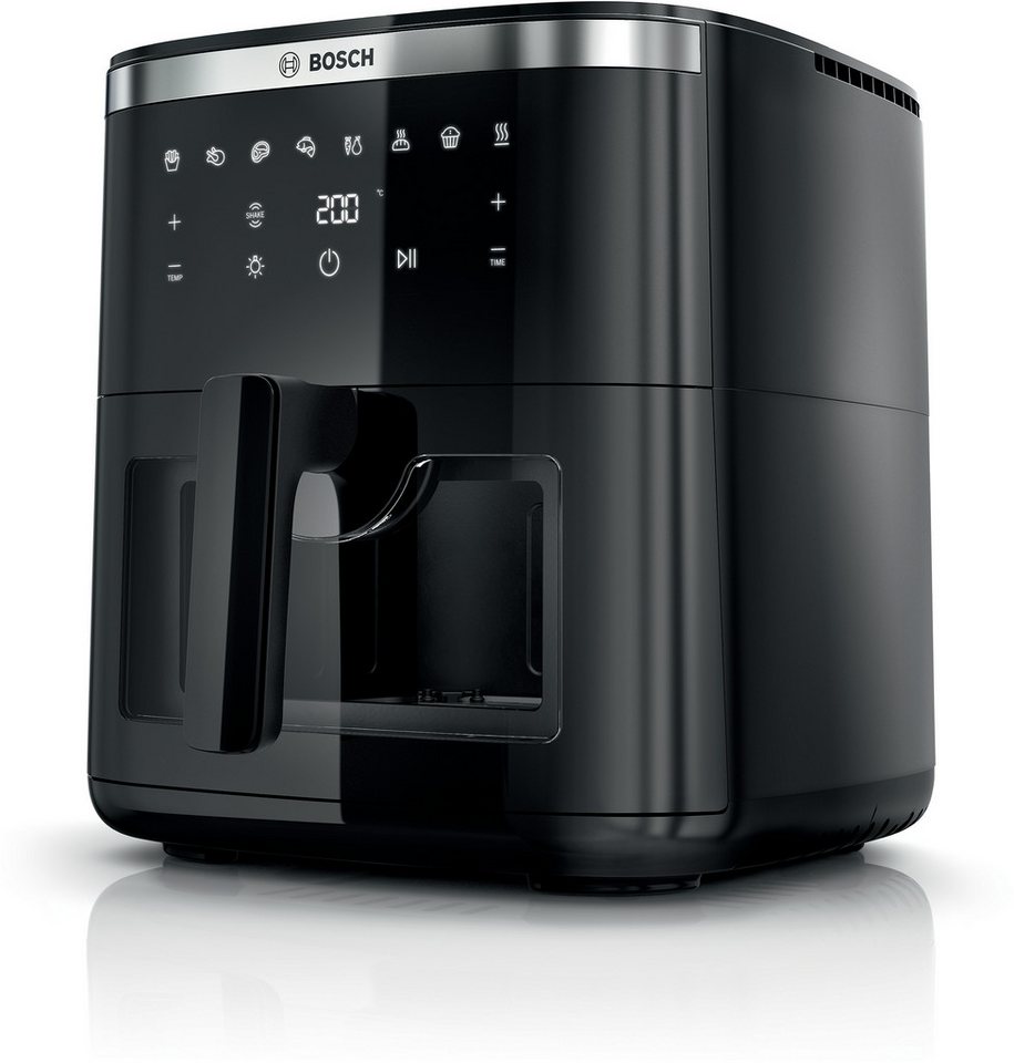 BOSCH Heißluftfritteuse XXL Air Fryer Serie 6, MAF671B0, 7,1l, Fenster, 7 Programme, schwarz, 1800 W, Innenlicht, Schüttelalarm, Korb spülm.geeignet