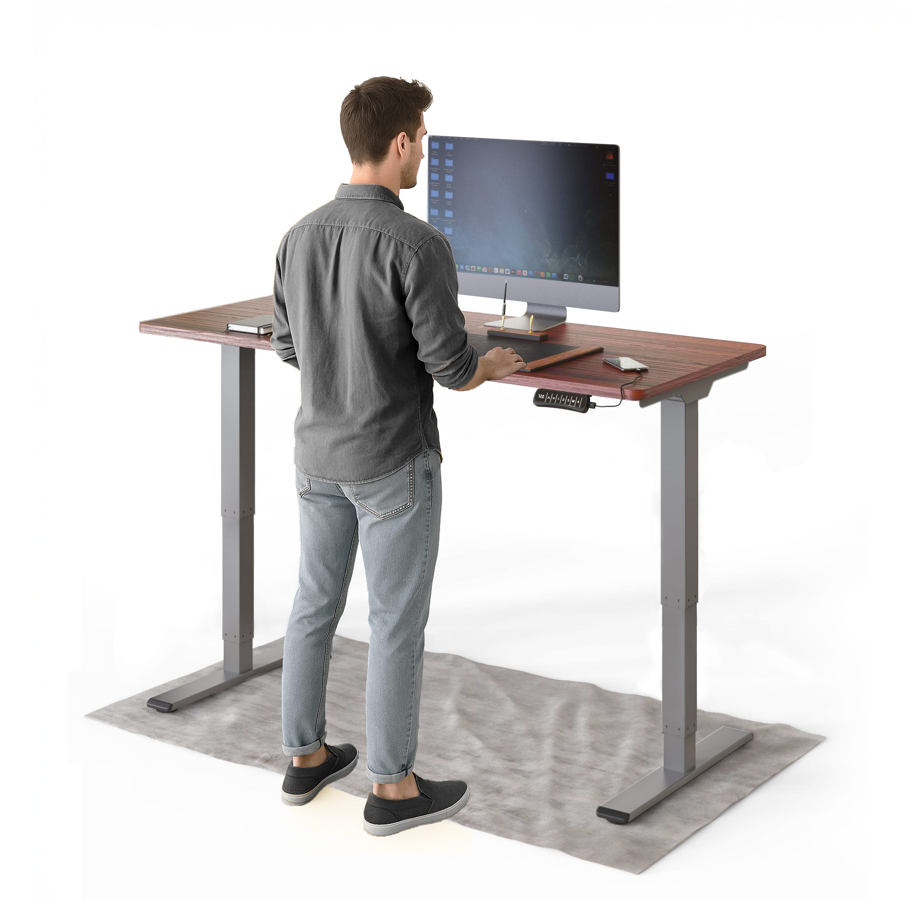DESKSPACE Schreibtisch Pro Plus Höhenverstellbarer Elektrischer Schreibtisch (Komplettset mit Tischgestell und Tischplatte), mit Memory Funktion und Kollisionsschutz