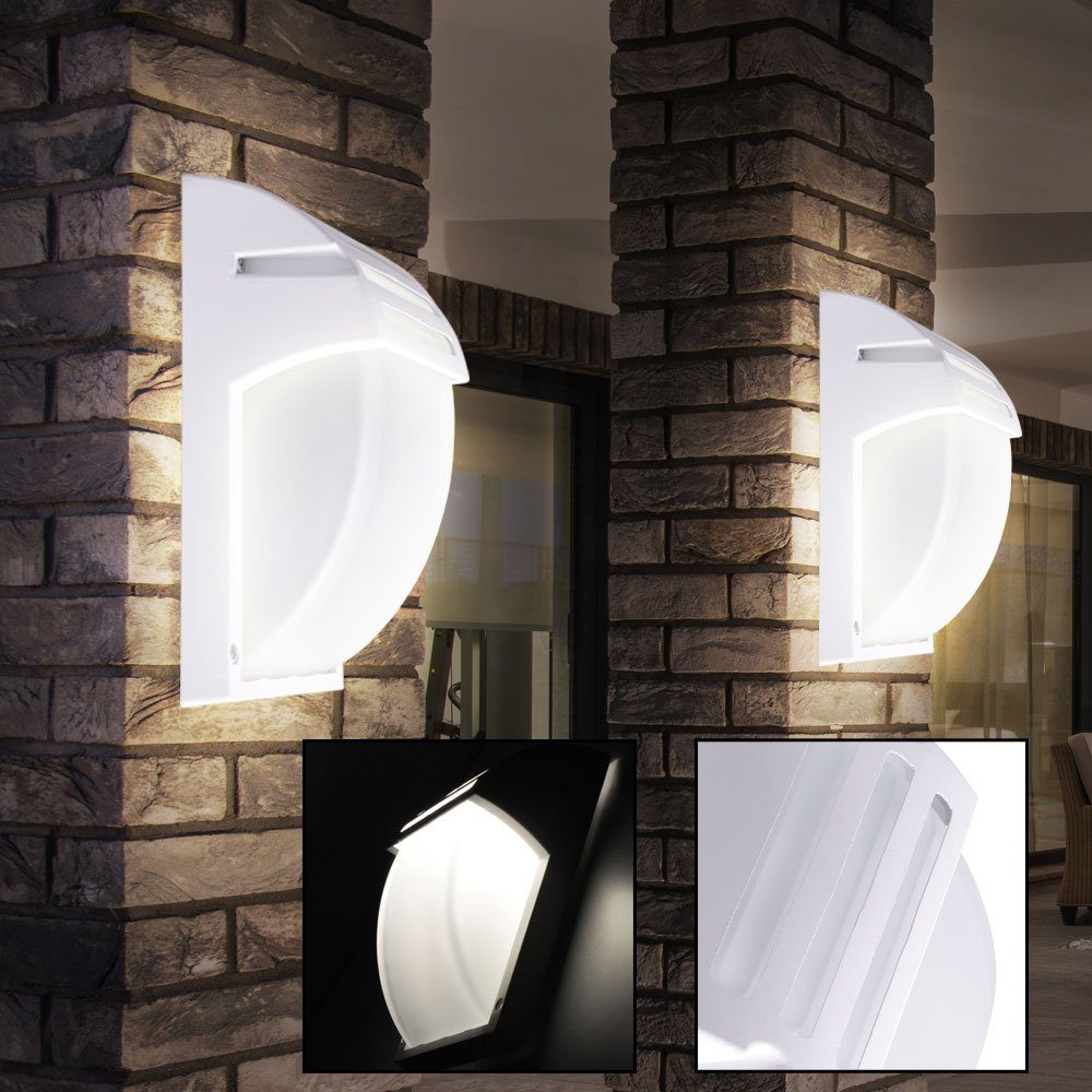 Außen-Wandleuchte, Leuchtmittel Außen Wand Warmweiß, Lampe Glas ALU Bereich inklusive, etc-shop Design Terrassen Balkon