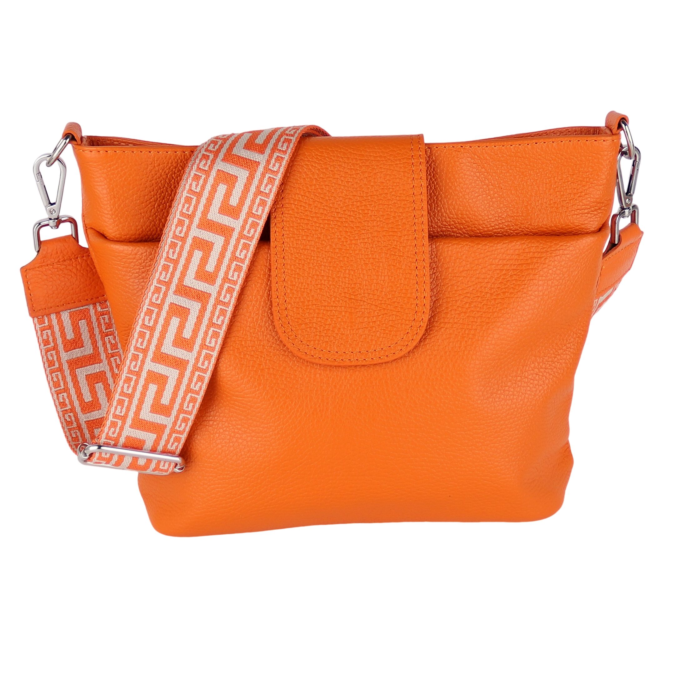 MIRROSI Umhängetasche Damen, Crossbody Bag, Echtleder Made in Italy (1 Tasche mit 1 oder 2 Gurte), verstellbaren Schulterriemen), 30x24,50x9cm (BXHXT) viel Stauraum