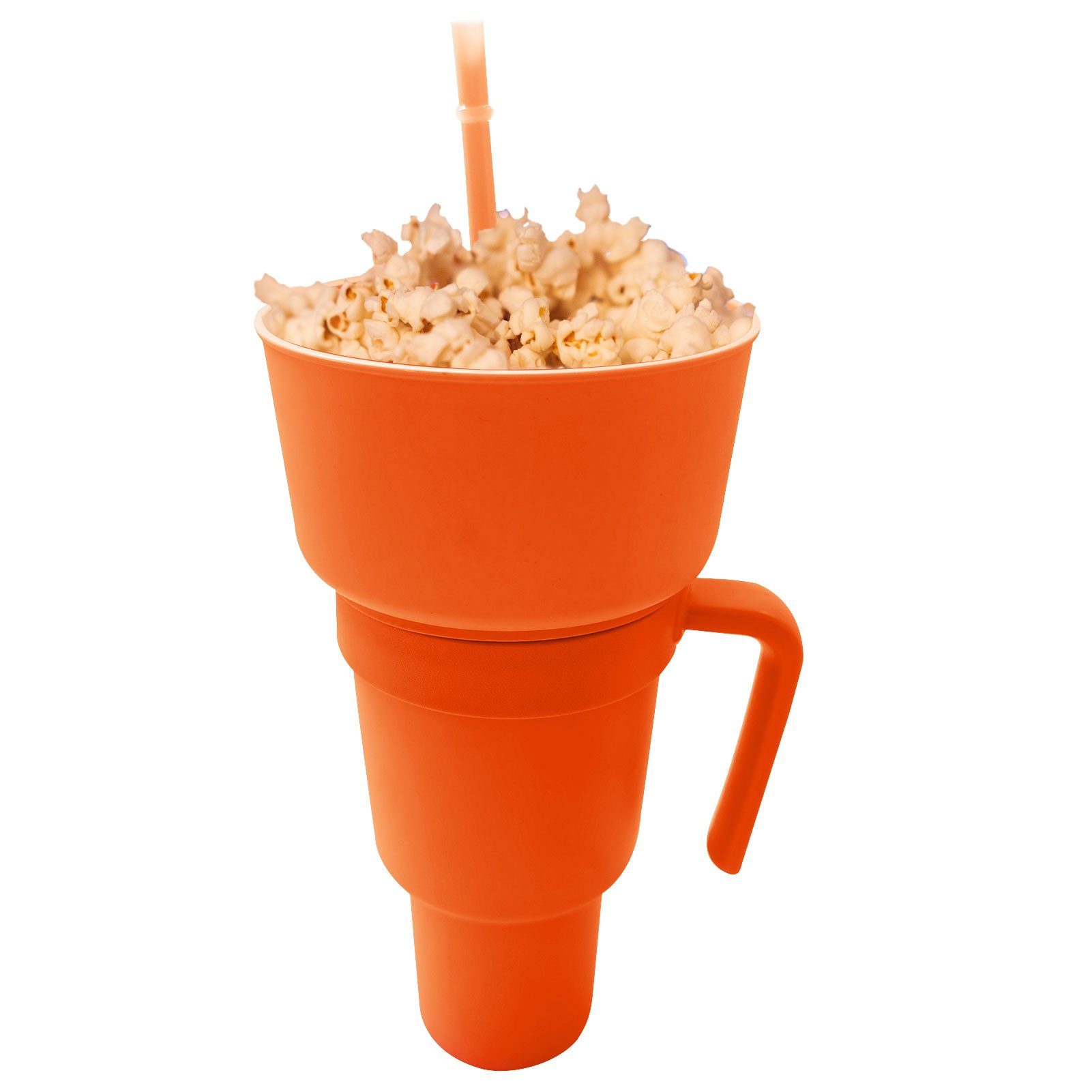 Rutaqian Tasse 32oz Stadionbecher 2 Getränkebecher, mit Farbe Snack mit Popcorn -in -1 für Cola Auslaufsicherer Und Snackschale Snacks Snackbecher orange Strohhalm