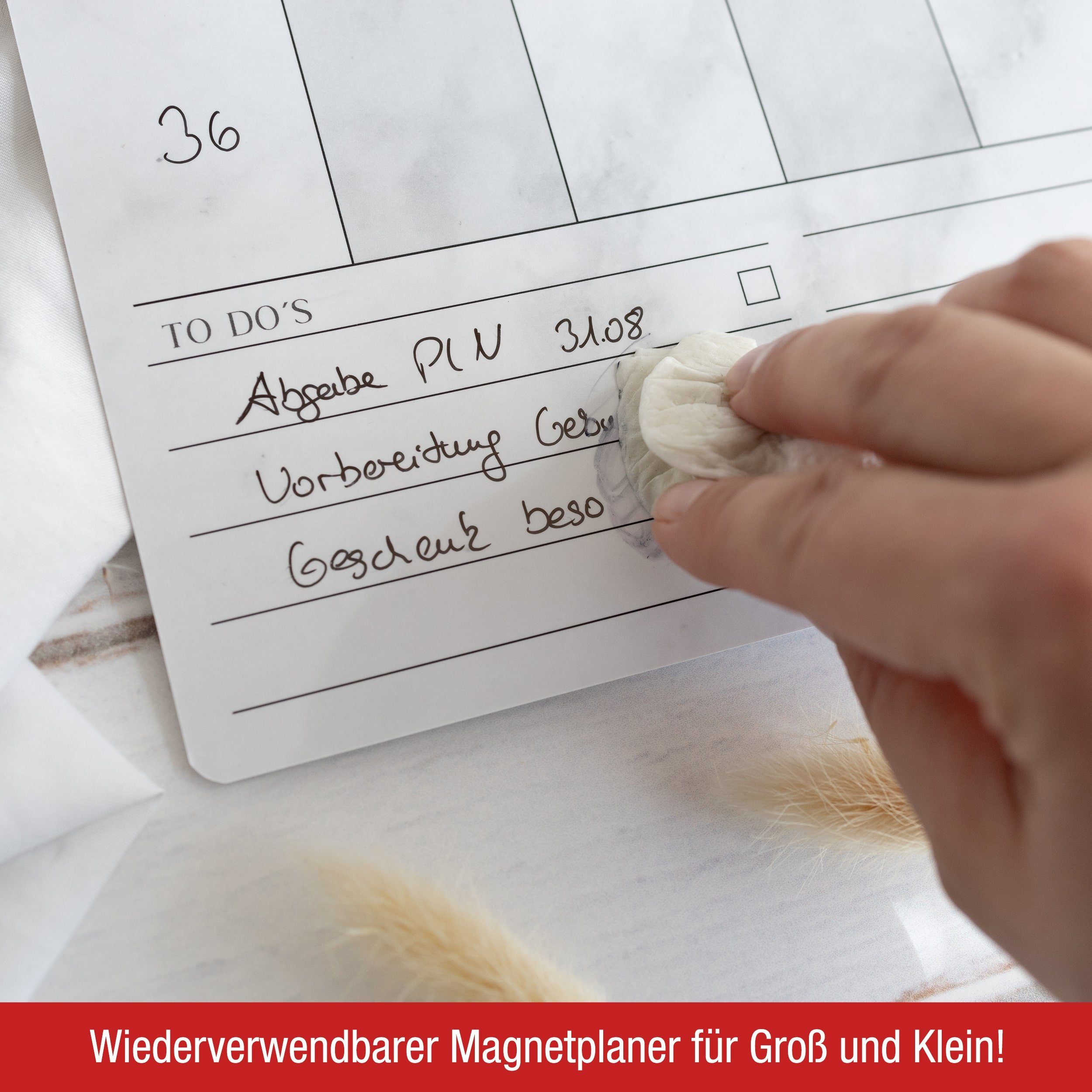 TOBJA Magnettafel A3 Familienplaner magnetisch +4 Stifte quer, Wochenplaner abwischbar Kalender – Bild 4 von 5