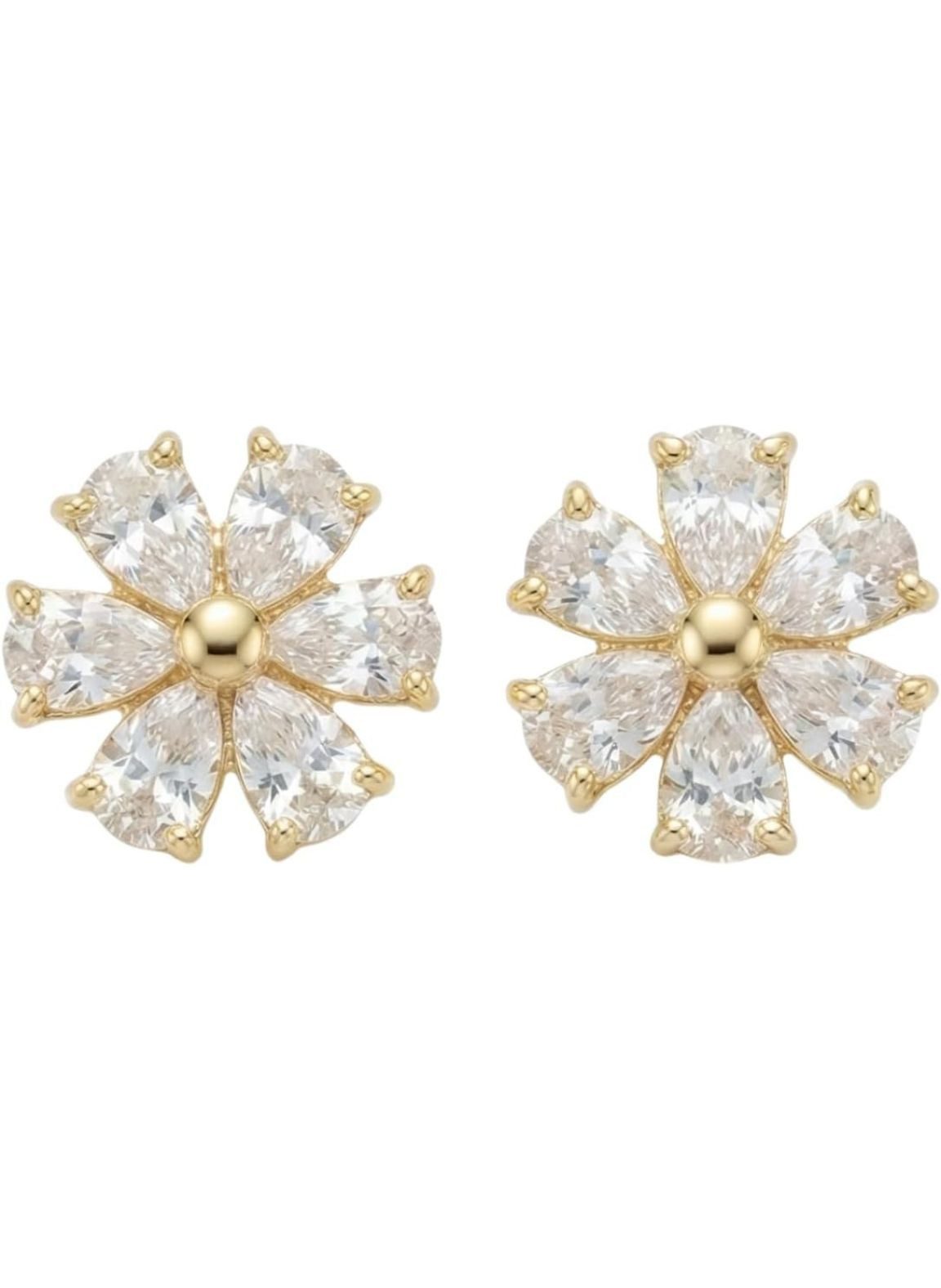 Einzelstück Paar Ohrstecker Ohrringe Daisy Blossom mit Blumen Kristall
