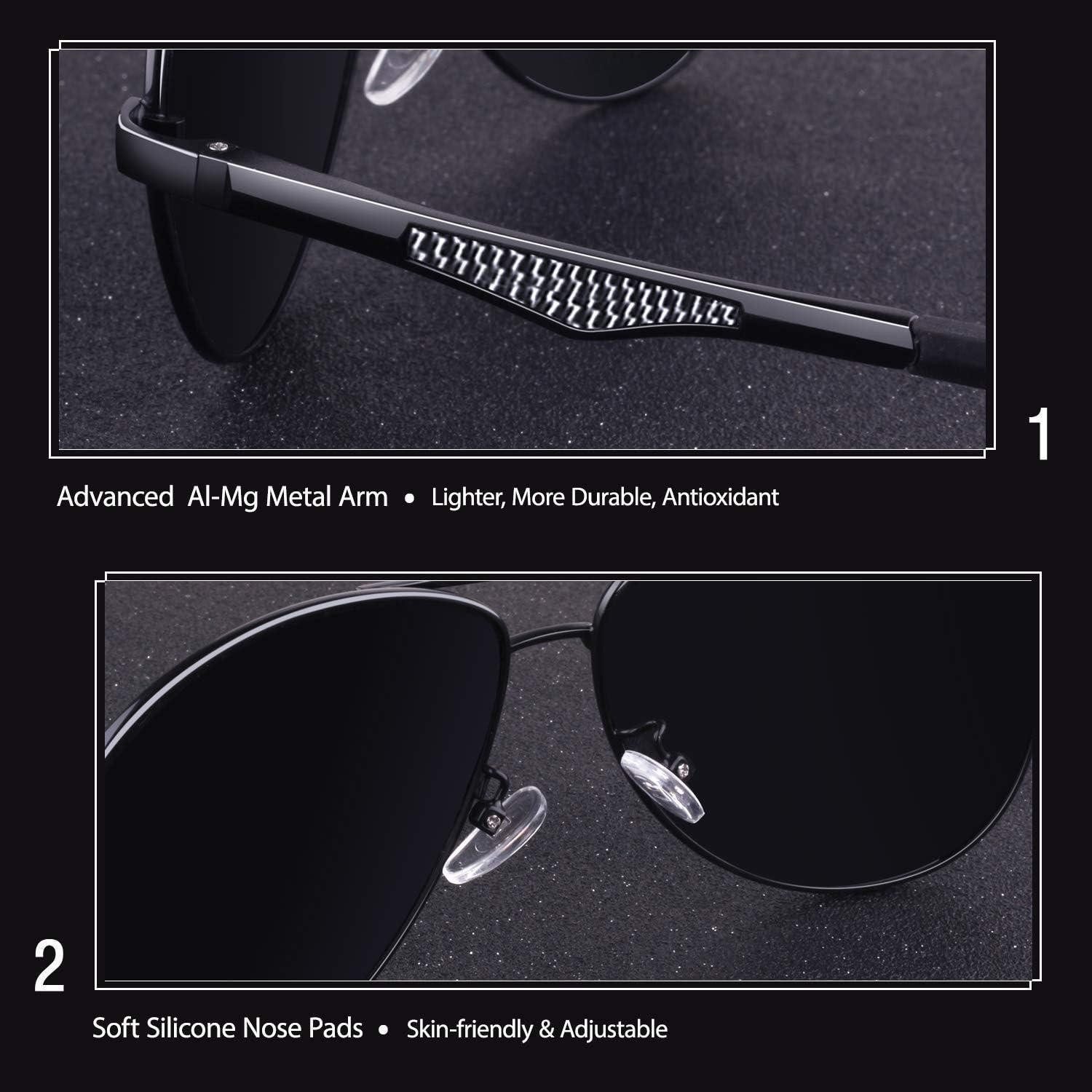 LuxusKollektion Pilotenbrille Pilotenbrille Herren Damen polarisiert Schwarz Rahmen Grau Linsen