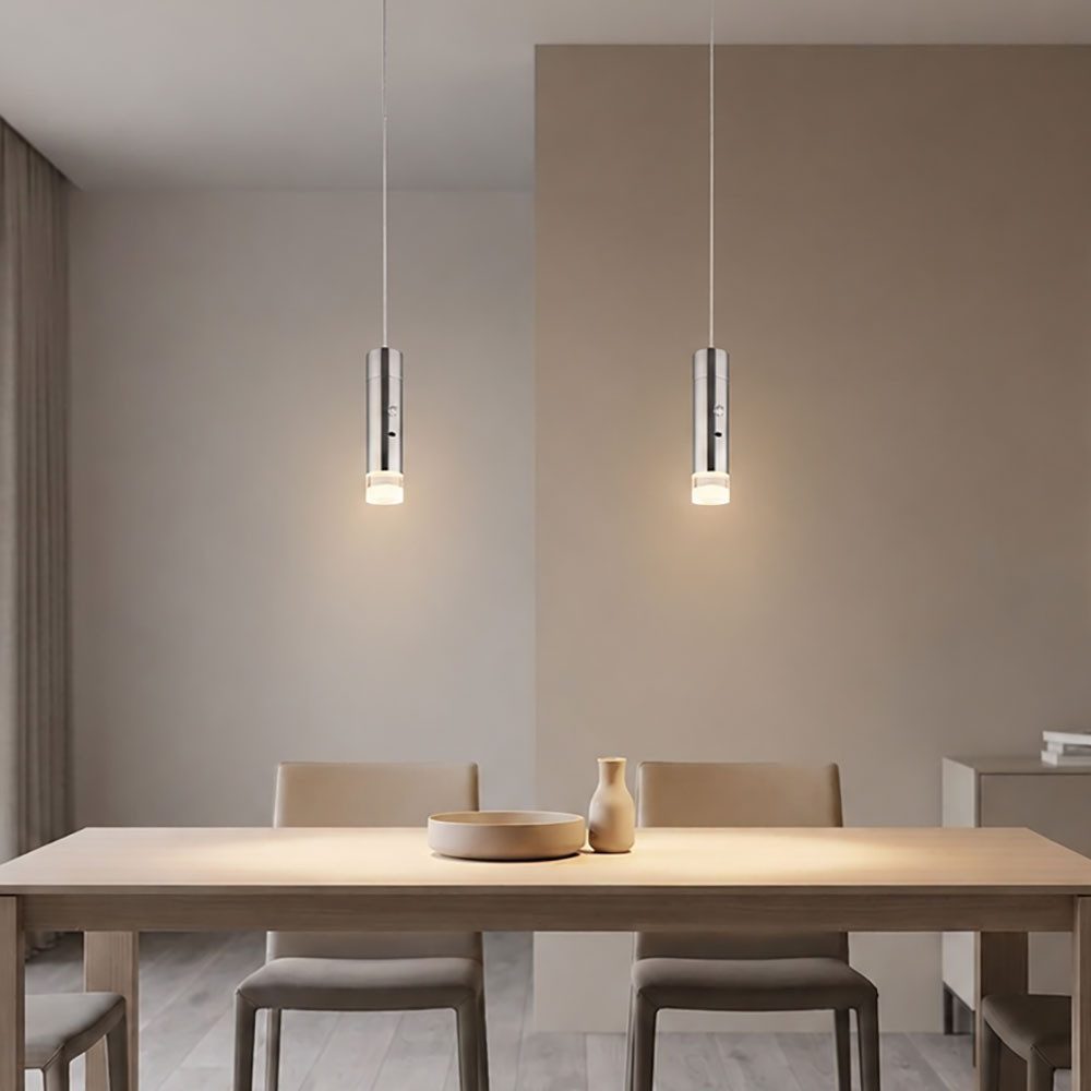 GLOBO LIGHTING LED Pendelleuchte, LED-Leuchtmittel fest verbaut, Warmweiß, 2er Set LED Pendelleuchte Hängelampe Silber Touchdimmer Taschenlampe