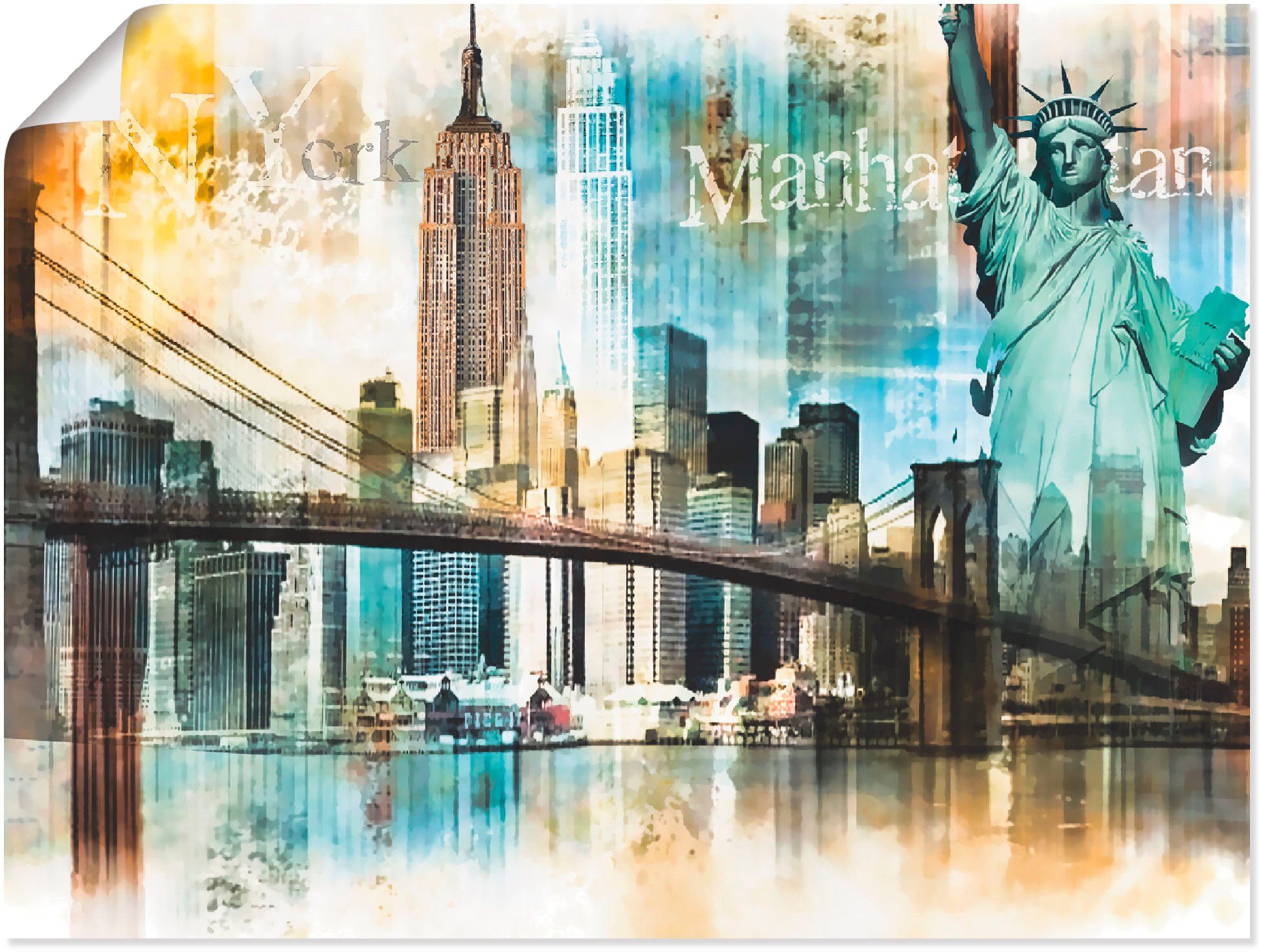 Artland Wandbild New York Skyline Collage IV, Amerika (1 St), als Leinwandbild, Wandaufkleber oder Poster in versch. Größen