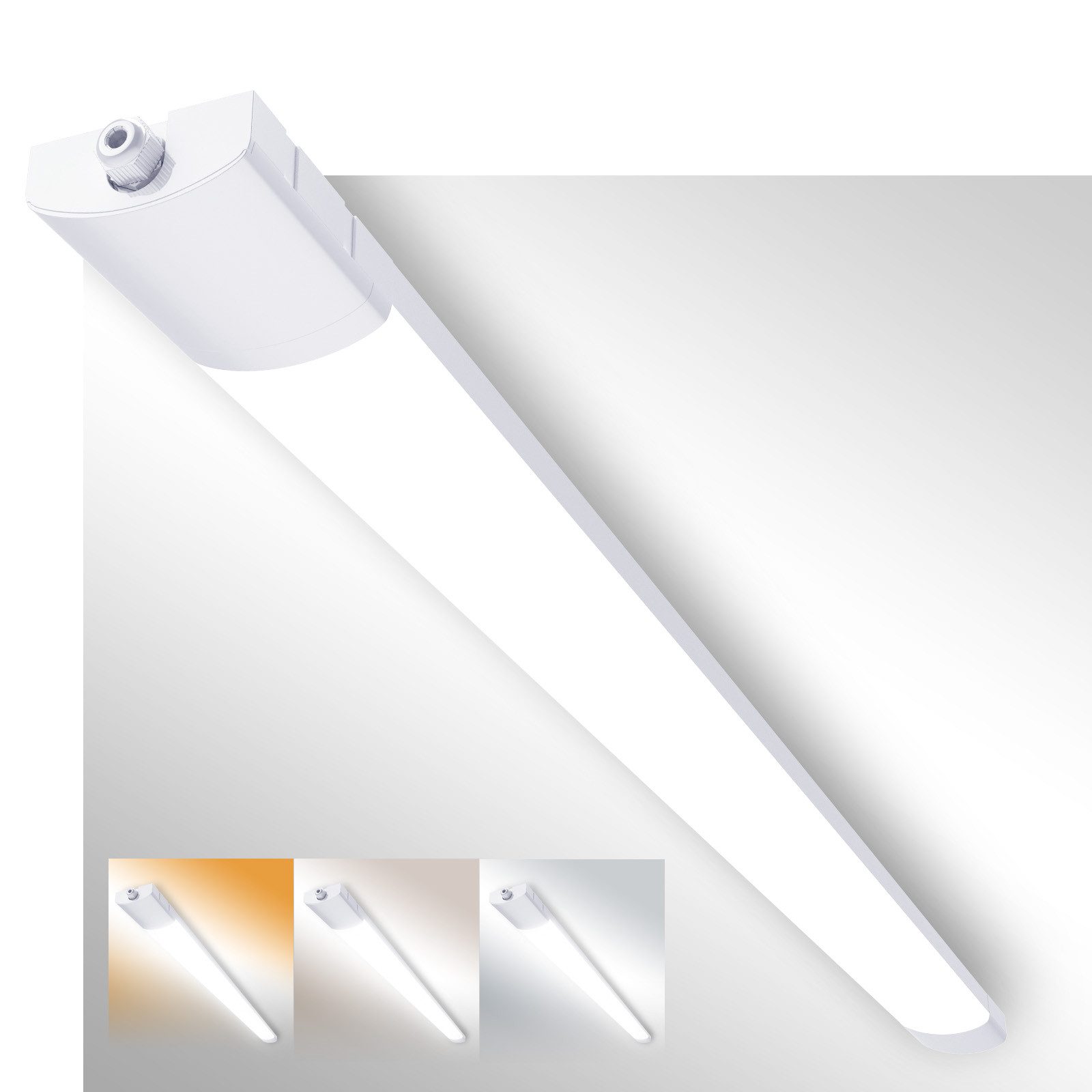 POPOLIC Wandleuchte LED Feuchtraumleuchte 36W, IP65 Wasserdicht, 3 Farbtemperaturen, 3 Farbtemperaturen (3000K/4000K/6500K) einstellbar, Verkettbar (bis zu 30 Stück), Für Küche, Garage, Keller, Flur