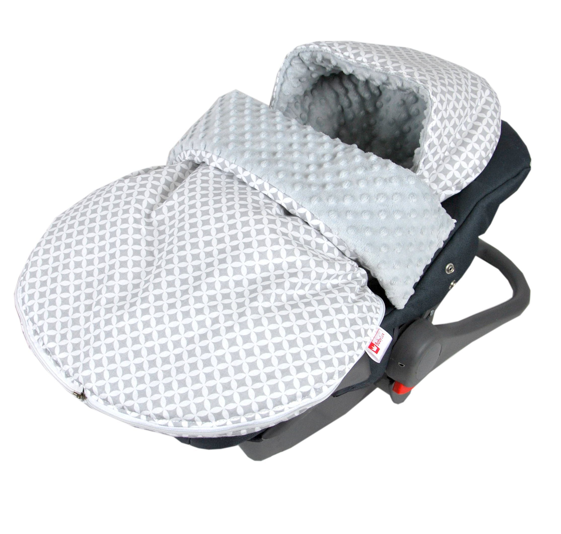 BabyLux Fußsack BABYLUX FUßSACK 90cm Minky Babyschale Kinderwagen Buggy, 5. Grau + Maroko