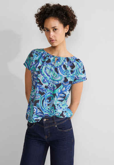 STREET ONE Shirttop mit floralem Muster und Materialmix