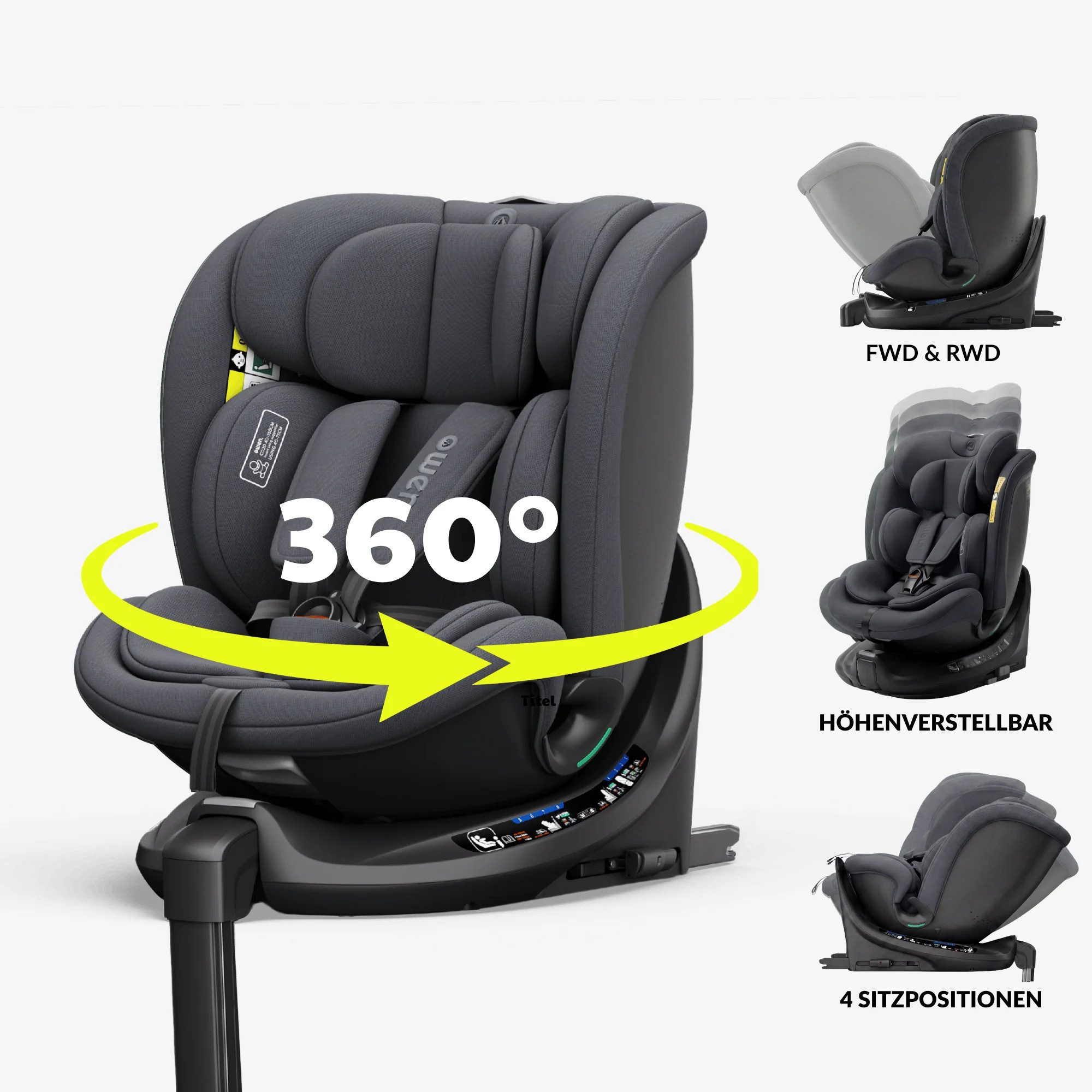 OWEN Autokindersitz OWEN® 3-in-1 Kindersitz mit ISOFIX 360º Comfy, bis: 12, Kombinations-Kindersitz (mitwachsend)