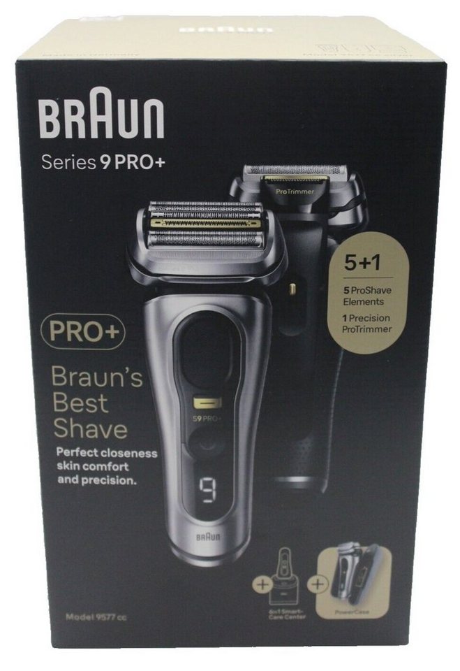 Braun Haar- und Bartschneider Series 9 Pro+ 9577cc Premium Herrenrasierer,  mit Ladeetui sowie Reinigungs- und Ladestation, Wasserdicht, Wet & Dry, 4+1  Scherkopf